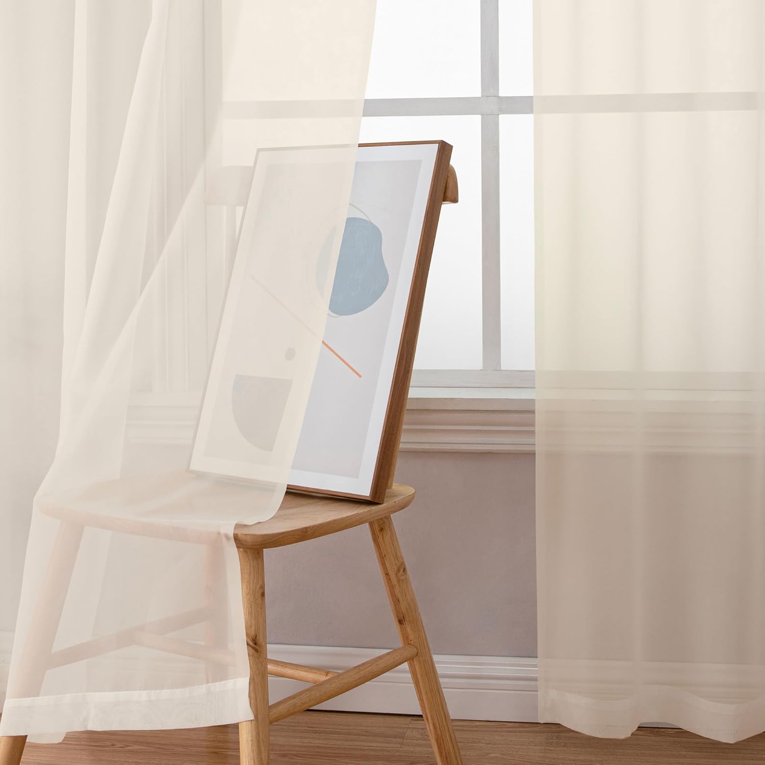 Chyhomenyc Cream Sheer Curtains 78 Inches Long 2 Panels Set for Living Room, Light Filtering Voile Lightweight Bedroom Curtains, Rod Pocket Solid Window Treatment Drapes, Each 42W x 78L