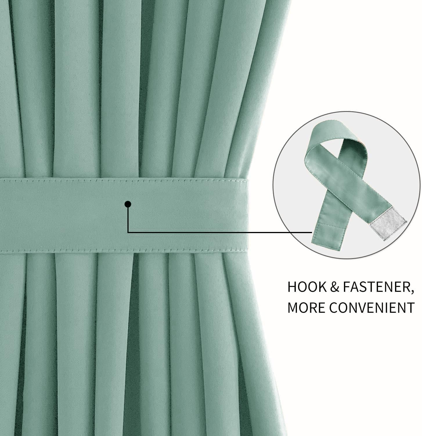 DWCN French Door Curtains – Rod Pocket Thermal Blackout Curtain for Doors with Glass Window, Kitchen and Patio Doors for Privacy, 36 X 72 Inches Long, 1 Curtain Panel with Tieback, Light Sage