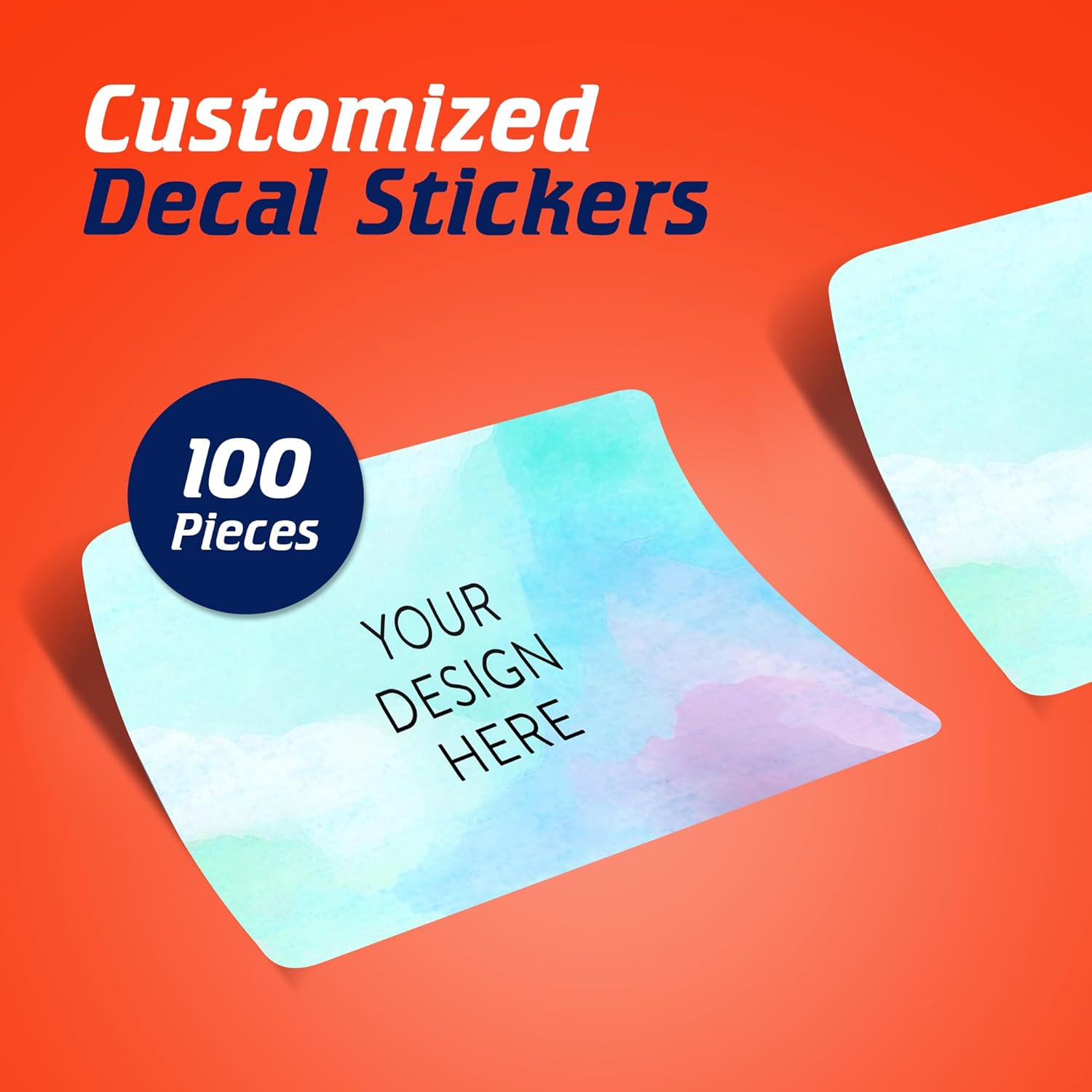 100 Custom Vinyl Stickers - Upload Your own Image, Text, Design, Logo - Personalized Logo Labels for Handmade, Packaging, Bottle, Jars, Candle, Brand Stickers (Sky Blue, 4x2)