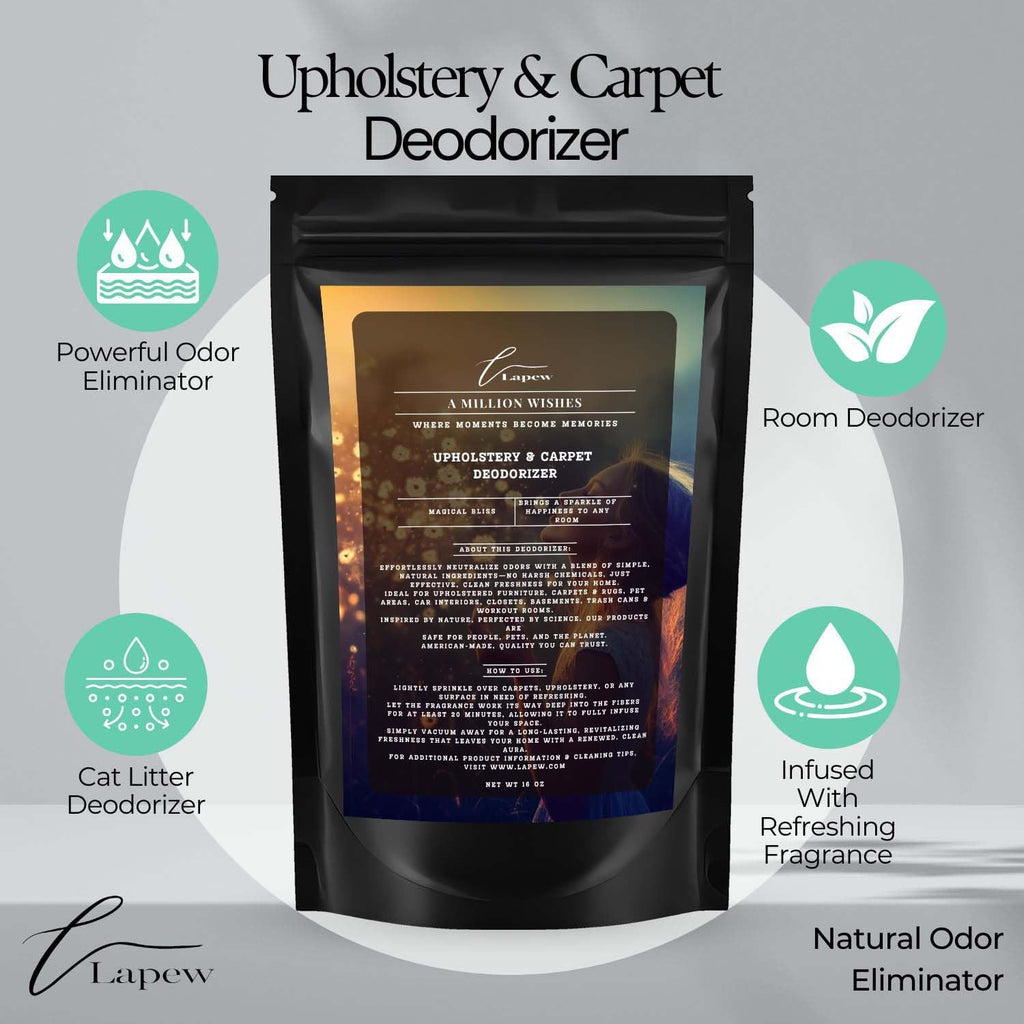 A Million Wishes Carpet Freshener Powder: Powerful Odor Eliminator for Home, Upholstery Deodorizer, Carpet Deodorizer, Pet Urine, Cat Litter Box - A Million Wishes Fragrance.