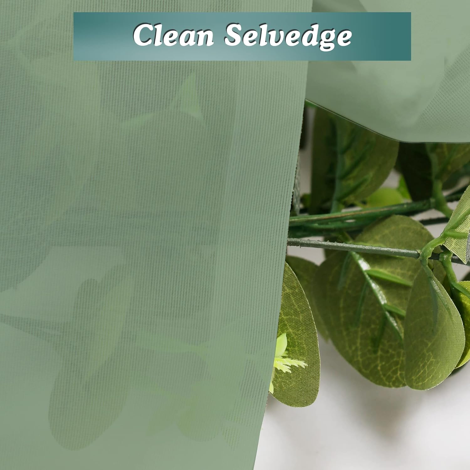 Chyhomenyc Sage Green Sheer Curtains 45 Inch Long 2 Panels, Short Voile Rod Pocket Drapes for Dinning Small Windows Bathroom Living Room Bedroom, 42Wx45L Inches