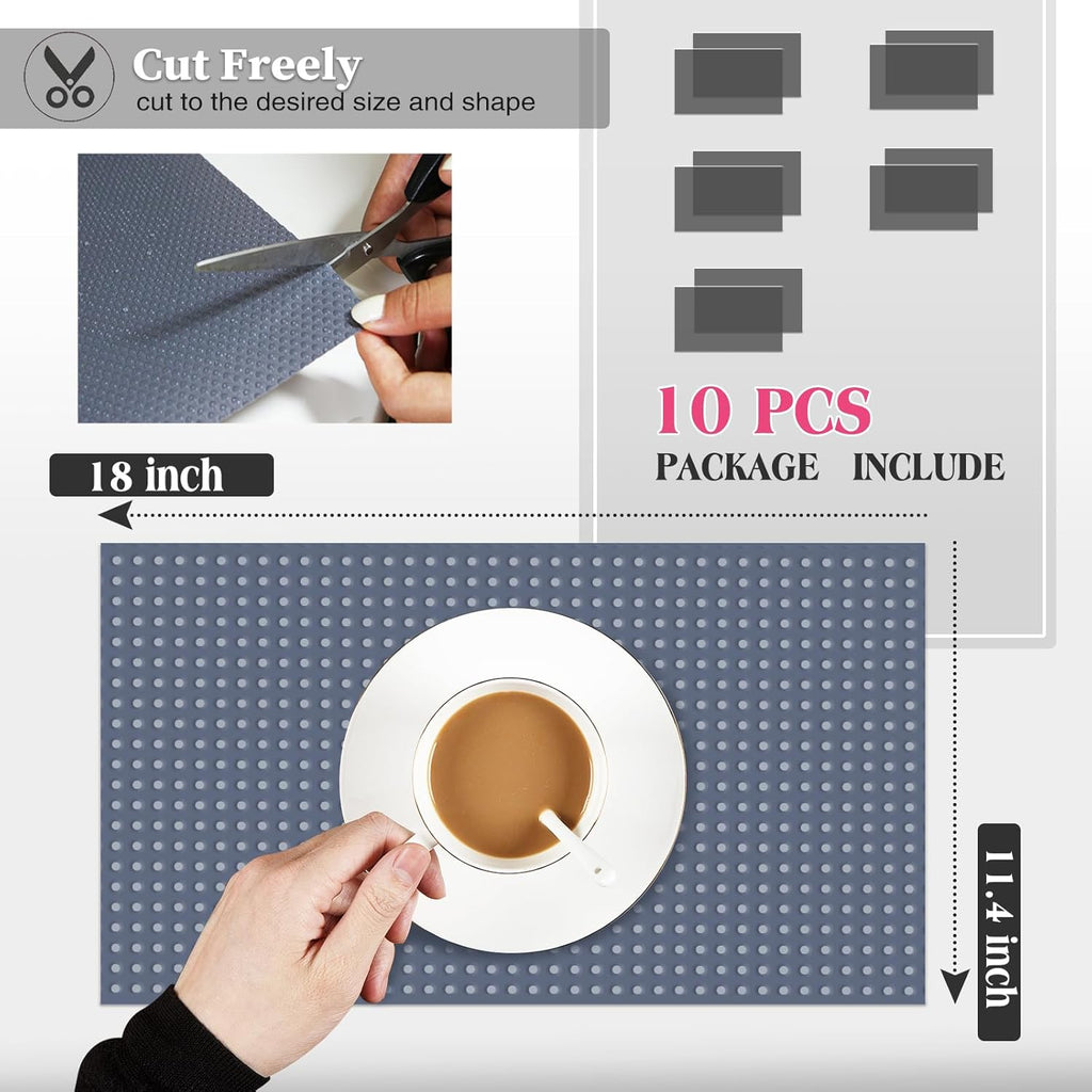 10Pcs Refrigerator Liners, Washable Fridge Liner Shelf Mats Refrigerator Pads for Cupboard Cabinet Drawer Home Kitchen Accessories Organization (Grey)