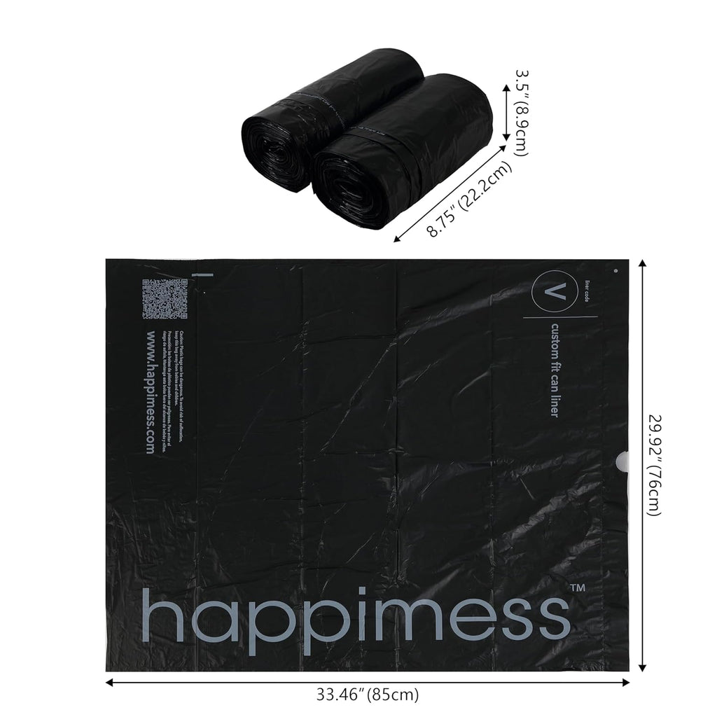 happimess HPM3000V-BLACK 30 Gallon Drawstring Unscented Trash Can Liner for Business Home Kitchen Commercial and Industrial Black (100-Count, 4-Rolls of 25 Liners)