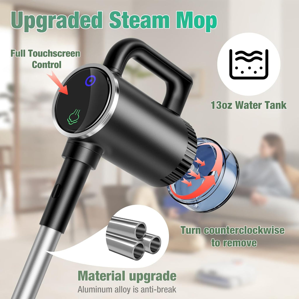 11-in-1 Steam Mop - Detachable Handheld Steam Cleaner with 500mL Tank, 260℉ Floor Steamer for Hardwood, Tile, Grout, Windows, Bath & Kitchen - 3-Level Steam Control, Multi-Purpose Floor Steam Cleaner