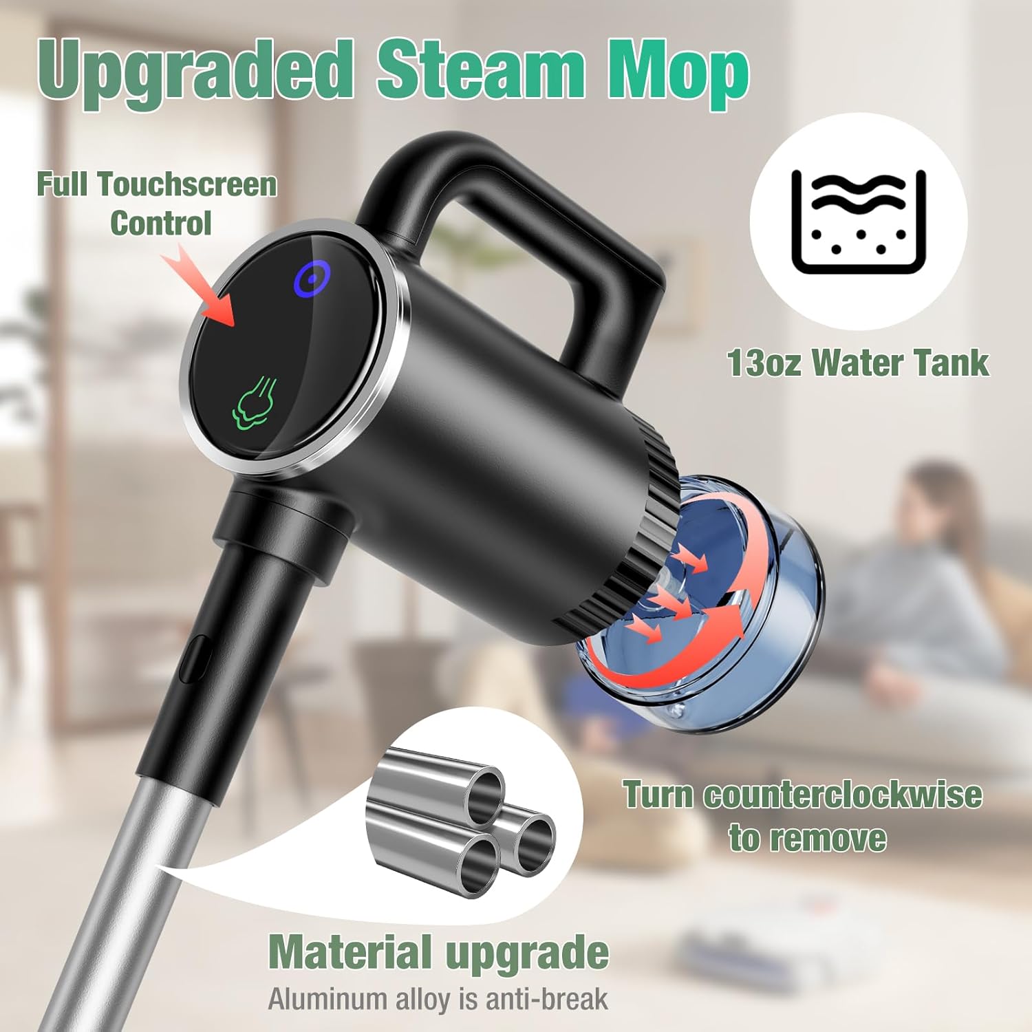 11-in-1 Steam Mop - Detachable Handheld Steam Cleaner with 500mL Tank, 260℉ Floor Steamer for Hardwood, Tile, Grout, Windows, Bath & Kitchen - 3-Level Steam Control, Multi-Purpose Floor Steam Cleaner