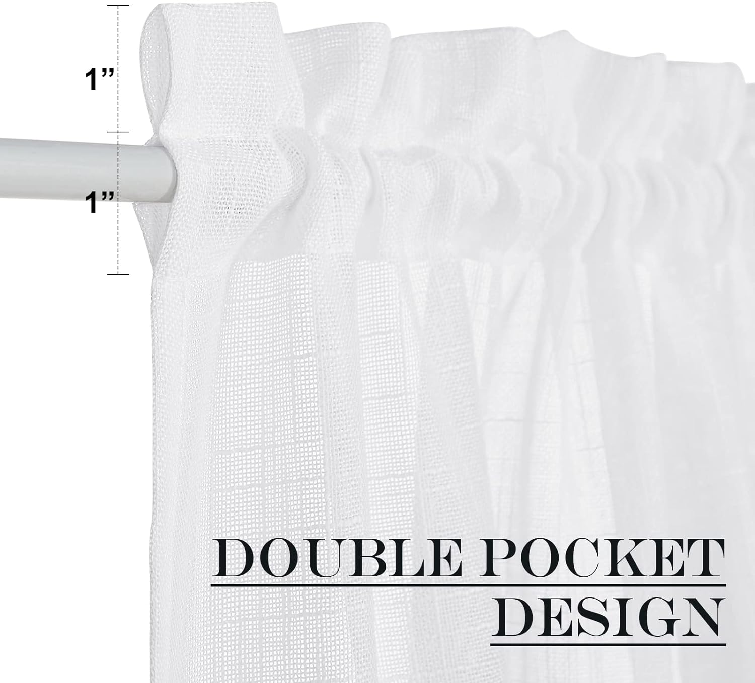 NICETOWN Sidelight French Door Panel, Linen Textured Look Translucent Privacy Side Light Sheer Front Door Curtain Including Tieback, 30 inches Wide x 72 inches Long, White