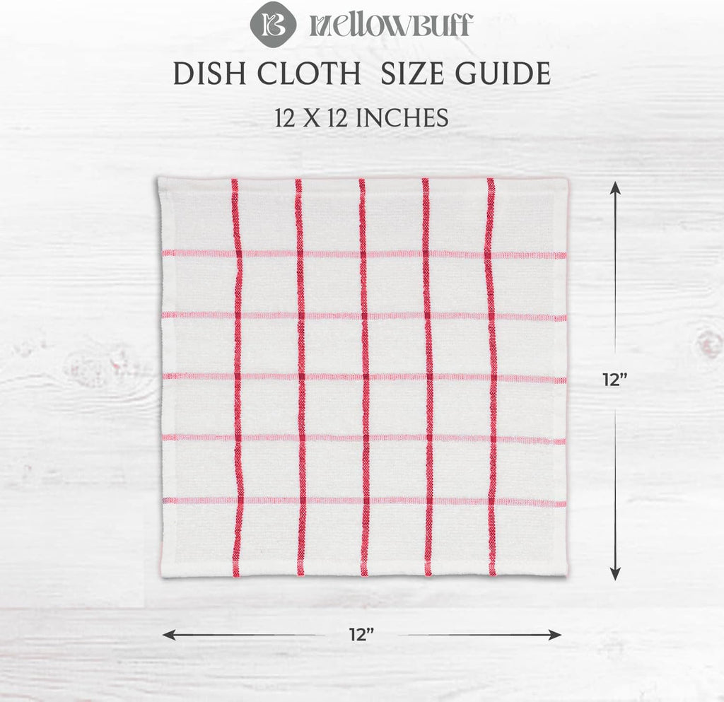 100% Cotton Kitchen Towels and dishcloths Sets, Super Soft & Absorbent, Dish Cloths for Washing Dishes, Dish Towel for Kitchen, 2 RED Dish Towels and 4 RED Dish Cloths