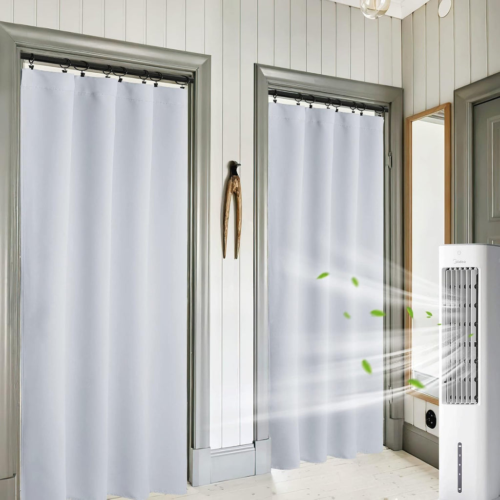 RYB HOME Blackout Curtains 84 inches Long 2 Panels Set for Living Room, Thermal Insulating Privacy Curtains & Drapes for Doorway Temporary Door, W42 x L84, Grayish White