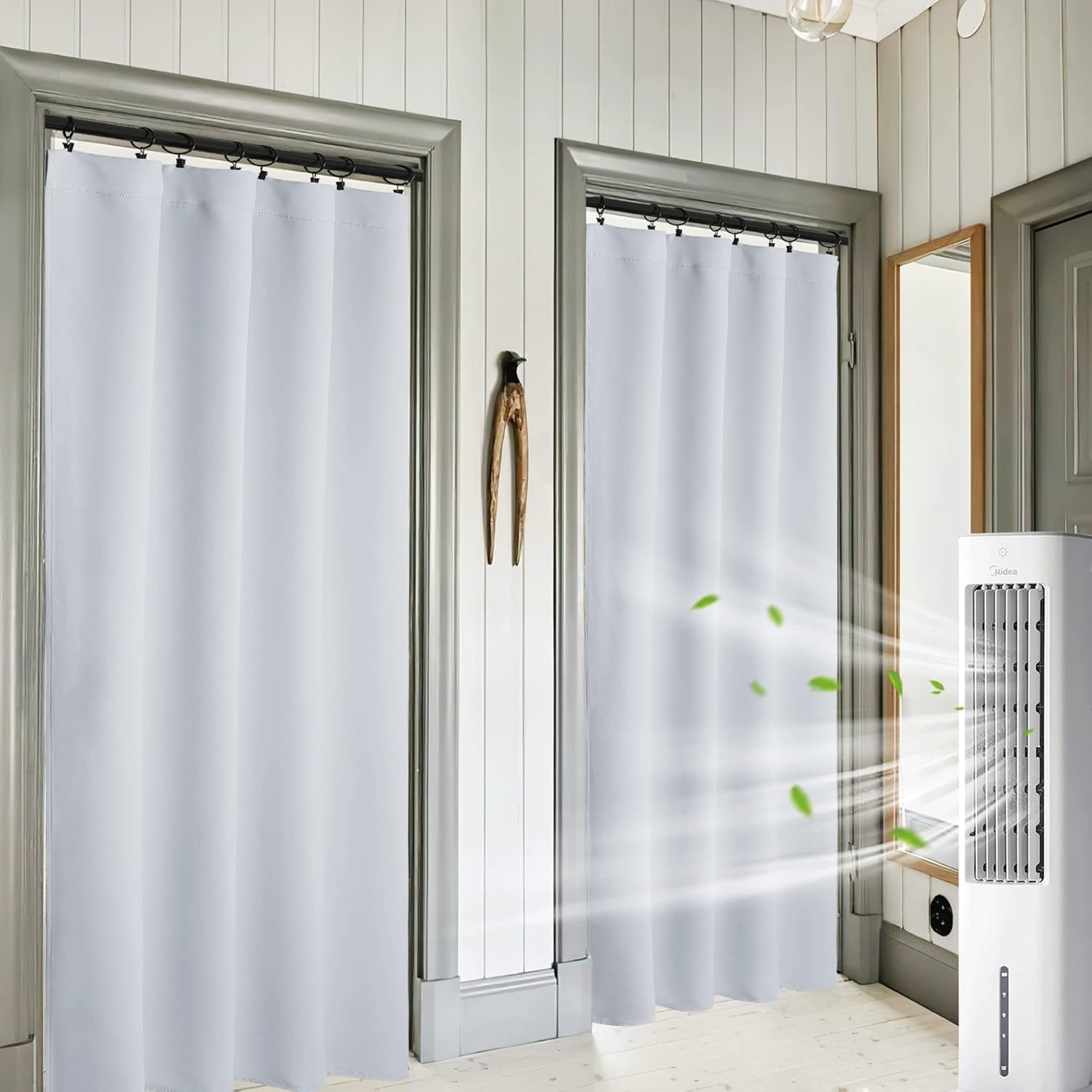 RYB HOME Blackout Curtains 84 inches Long 2 Panels Set for Living Room, Thermal Insulating Privacy Curtains & Drapes for Doorway Temporary Door, W42 x L84, Grayish White