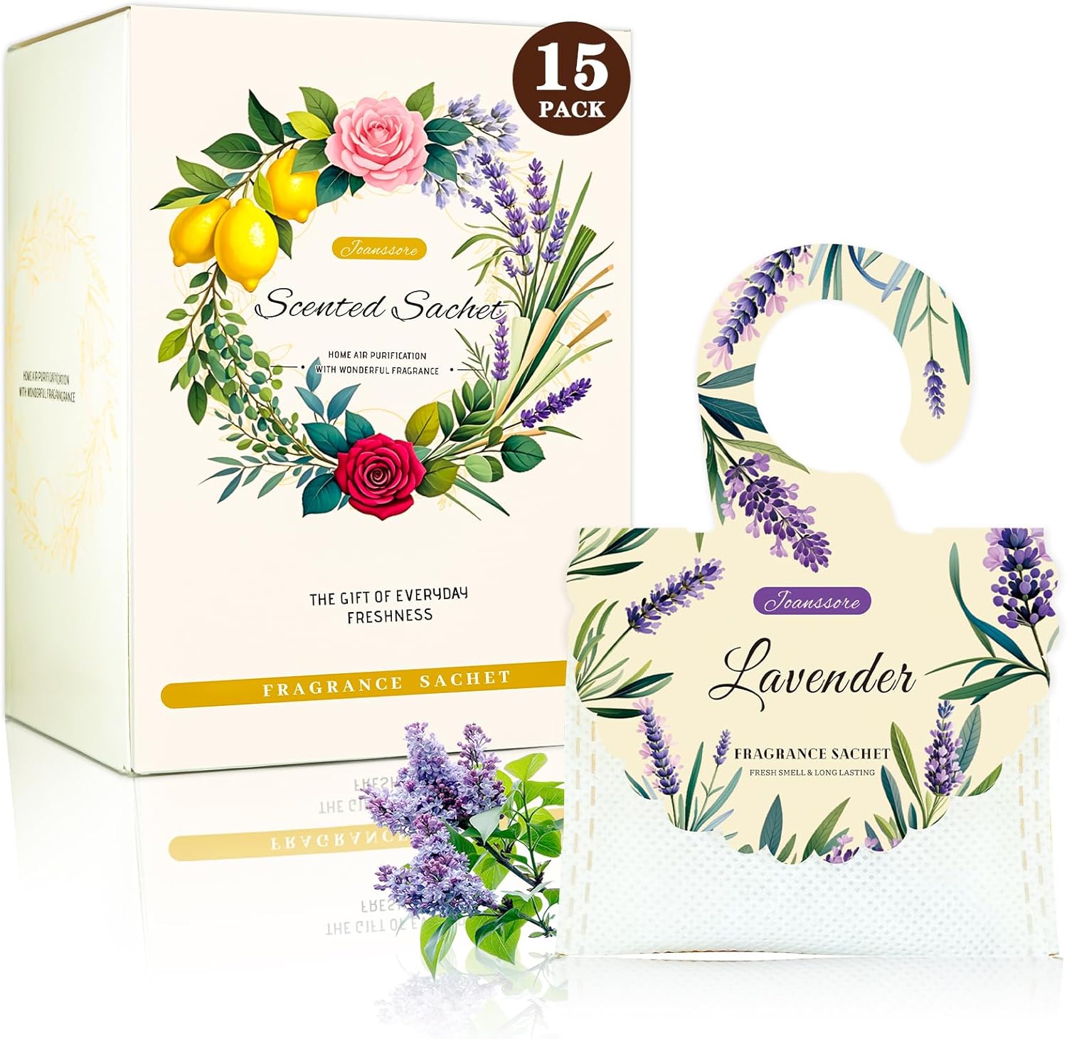 15 Packs Lavender Scented Sachets Bag for Drawers and Closets, Air Freshener for Home Fragrance Sachet, Long-Lasting Hanging Closet Deodorizer Smell Goods for House