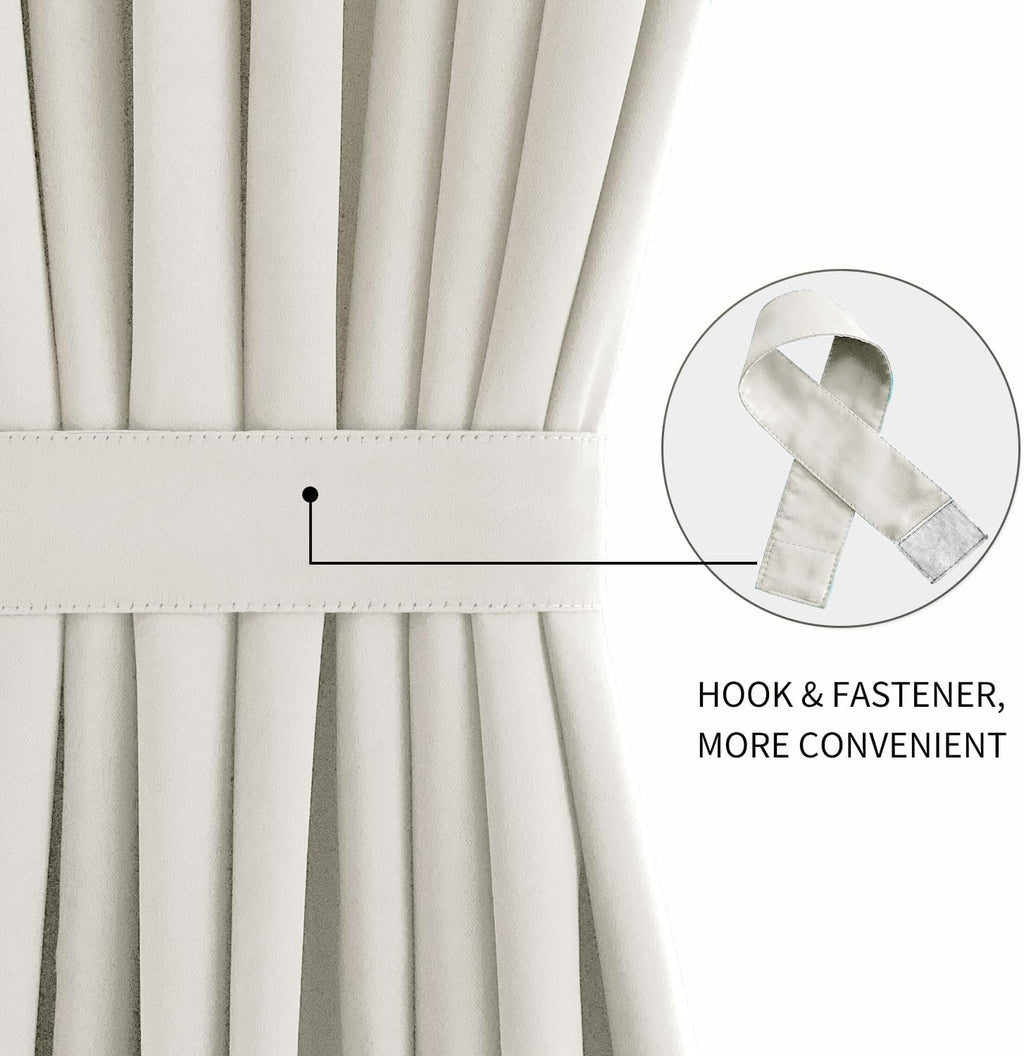 DWCN French Door Curtains – Rod Pocket Thermal Blackout Curtain for Doors with Glass Window, Kitchen and Patio Doors for Privacy, 25 X 40 Inches Long, 1 Curtain Panel with Tieback, Ivory