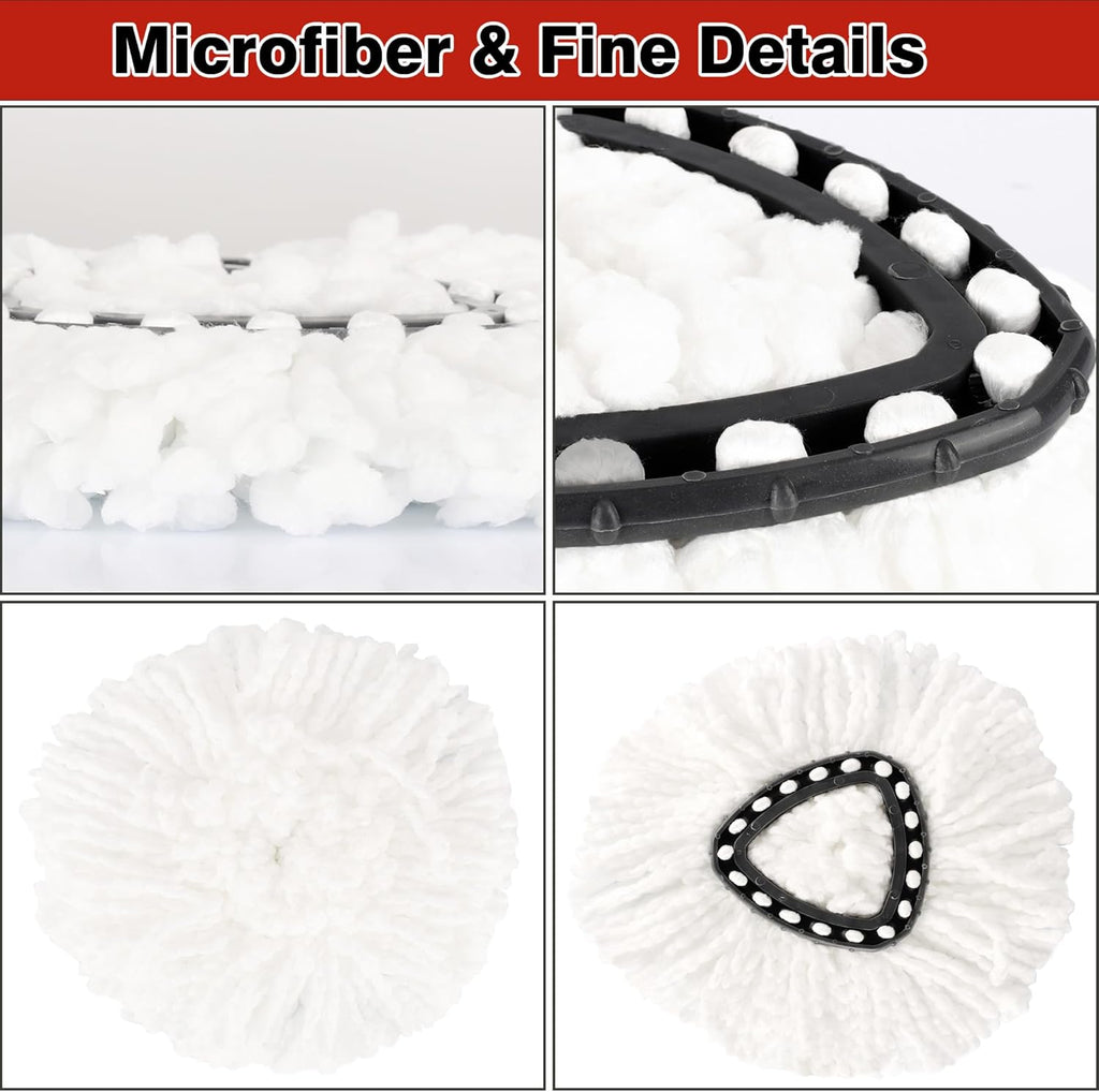 10 Pack Spin Mop Replacement Heads, 100% Microfiber Spin Mop Refill for Easy Wring, 360 Degree Spinning Mop Head Replacement Compatible with Triangle Spin Mop for Easy House Cleaning Floor Mopping