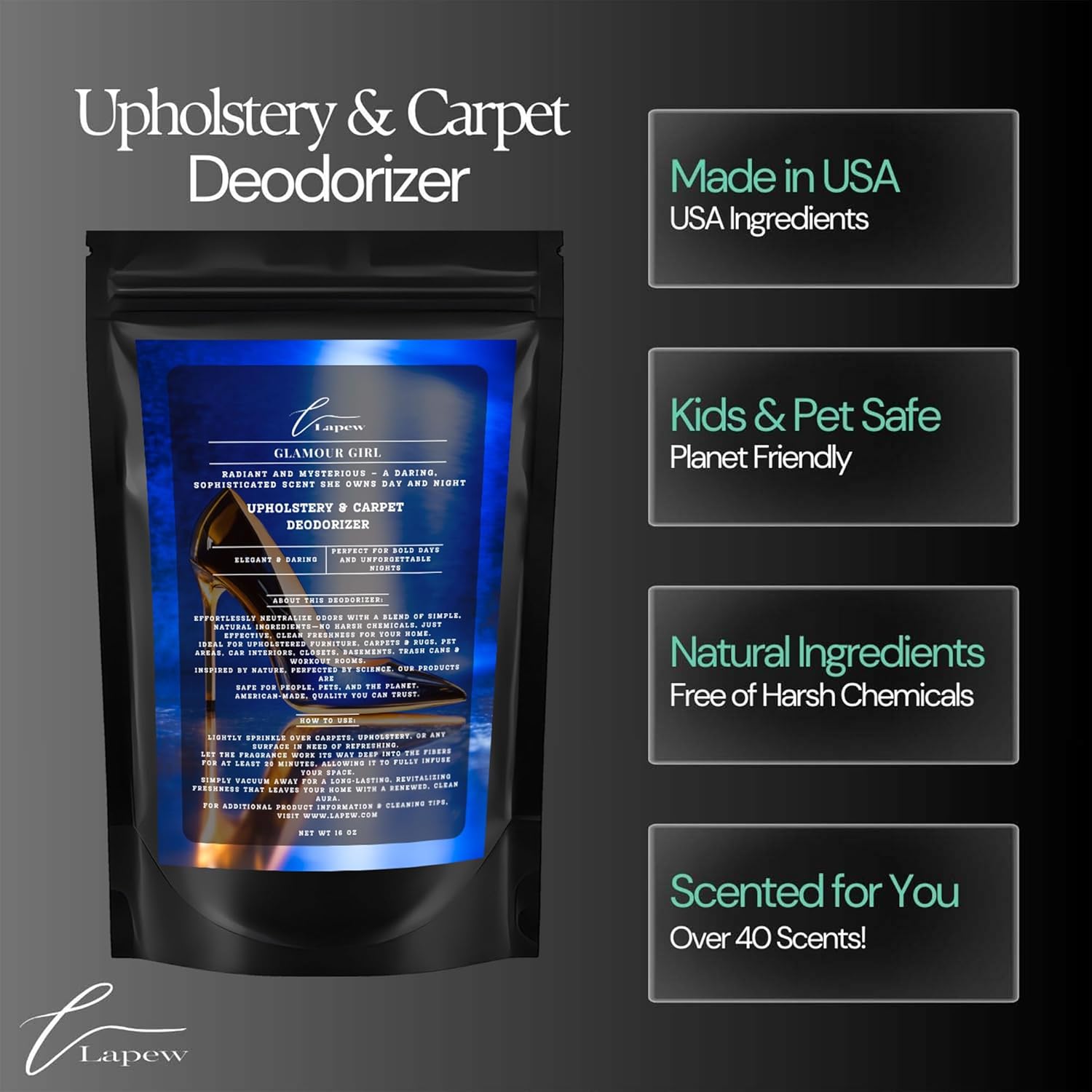 Glamour Girl Carpet Freshener Powder 16 oz | Powerful Odor Eliminator for Home | Upholstery Deodorizer | Carpet Deodorizer | Cat Litter Box | Good Girl Fragrance