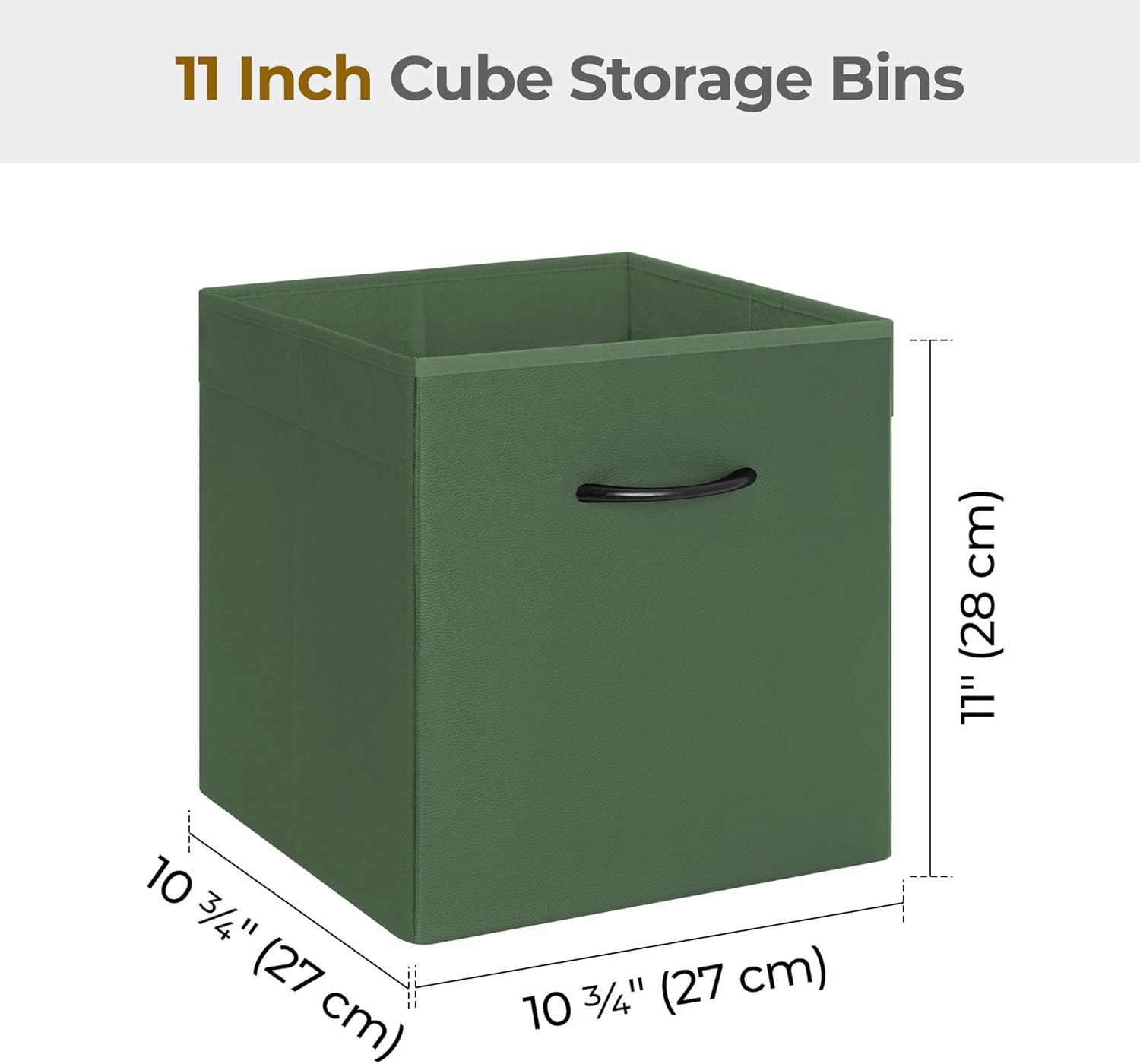 StorageWorks Green Storage Cubes, 11 Inch Cube Storage Bins with Handle, Cube Storage Organizer Bins for Shelves and Closet, Collapsible Storage Bins, 4-Pack