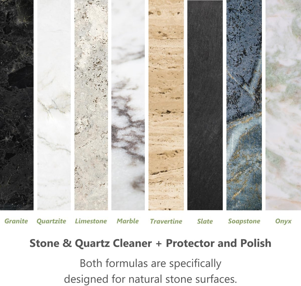 MORE - Twin Pack - Includes Stone & Quartz Cleaner + Polish - Granite, Quartz & Marble Cleaner & Polish - For Kitchen & Bathroom Countertops - Pack of 2 16oz Sprays - Lavender Verbena