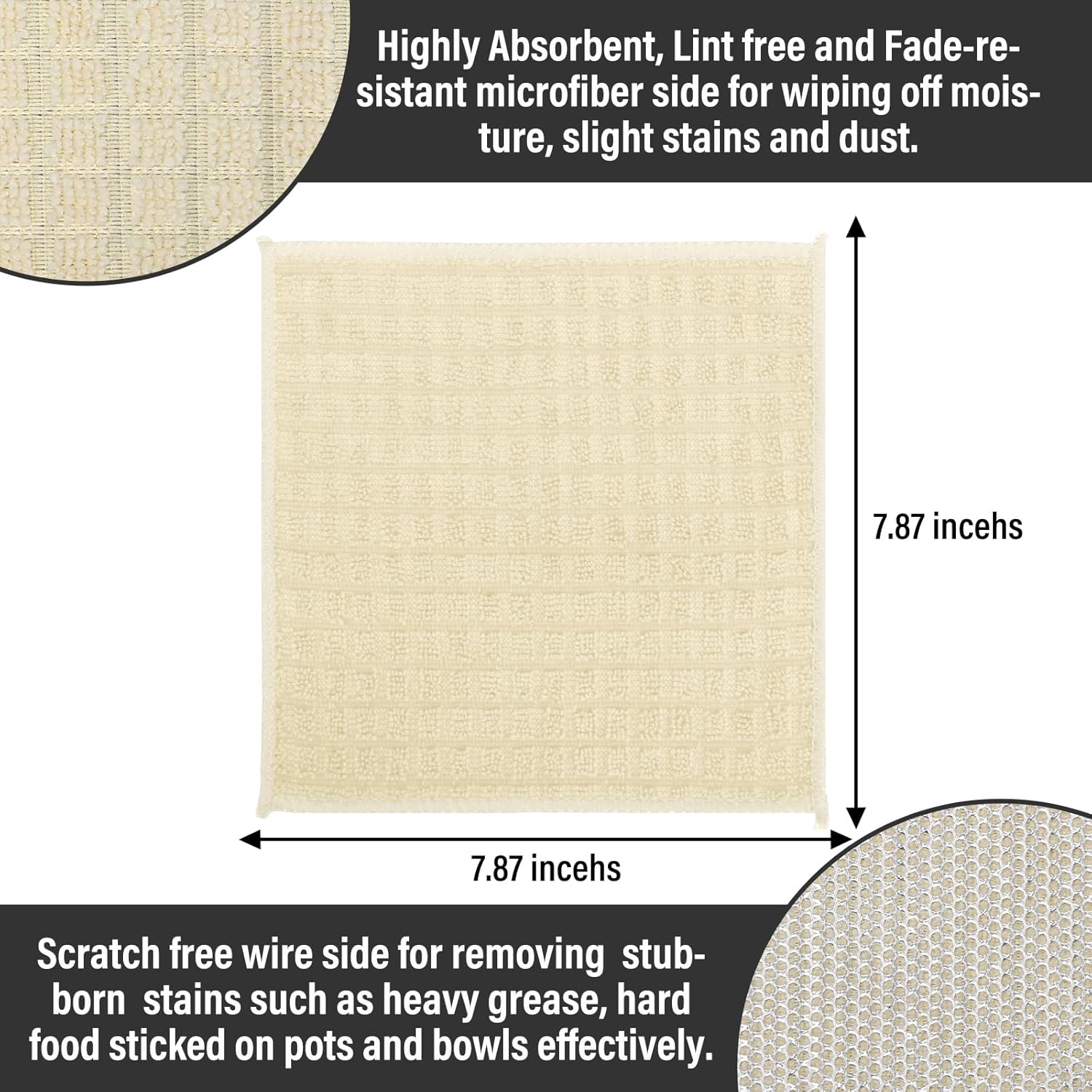 Dish Rags for Washing Dishes 8 Pack Multipurpose Wire Miracle Cleaning Coths Non-Scratch Wire Dishwashing Rag Lint Free Microfiber Cleaning Cloth for Kitchen Windows（Beige