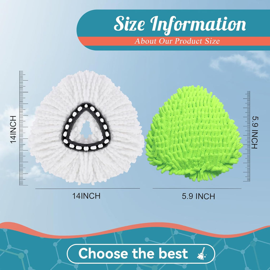 3 Pack Mop Replacment Heads for O-Ceda Mop Replace Head Spin Mop Heads Replacements, Microfiber Spin Mop Refills for Bath/Living Room Cleaning