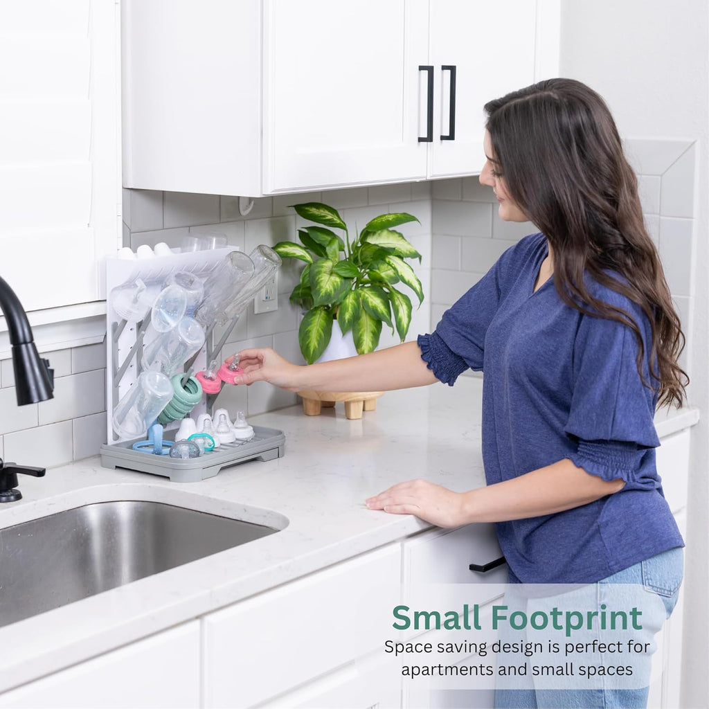 Baby Bottle Drying Rack – Large Vertical Bottle Dryer for 15 Bottles, Space-Saving Countertop Rack for Baby Bottles & Accessories, Compact Holder for Newborn Essentials