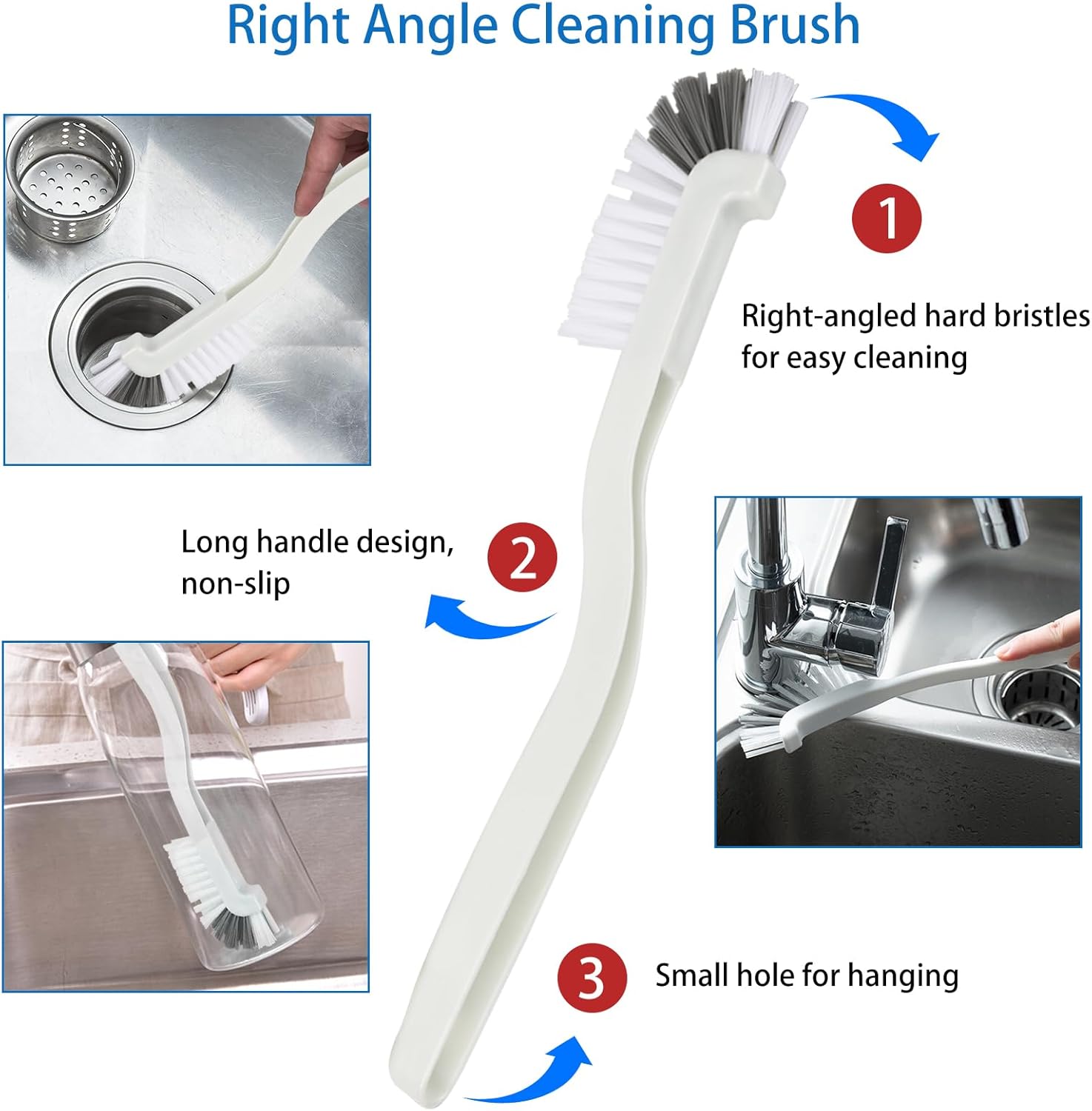 6 Pack Multipurpose Household Cleaning Set, Deep Cleaning Brush Set with Grips - Dish, Scrub, Bottle, Shoe, Groove Gap, Keyboard Brush for Kitchen, Bathroom (B)