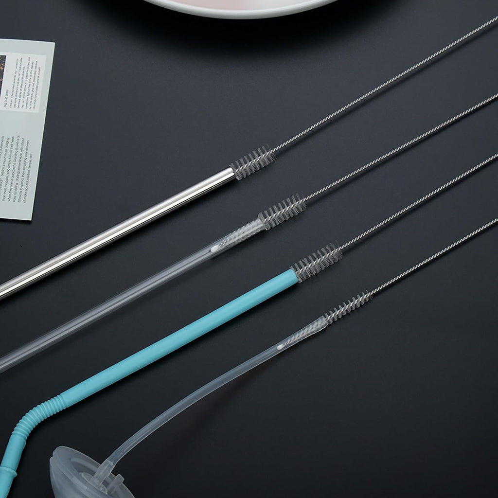 10Pack Straw Cleaner Brush- Long Stainless Steel Straw Brush for Cleaning Reusable Drinking Straws, Water Bottles and Pipes(9 * 0.4-inch)