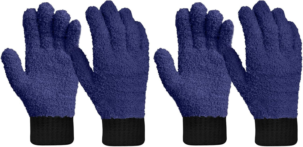MIG4U 2 Pairs Microfiber Gloves - Dusting Gloves for House Cleaning - Washable Blind Cleaner Duster Tool (Navy,S/M)