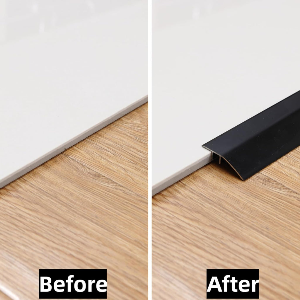 Gaahing Aluminum Floor Transition Threshold Strip, Bridge The Height Gap Between 0.2 to 0.5 inches for Doorway Ramp Tiles Laminate Planks (35.4in x 1.7in, Matte Black)