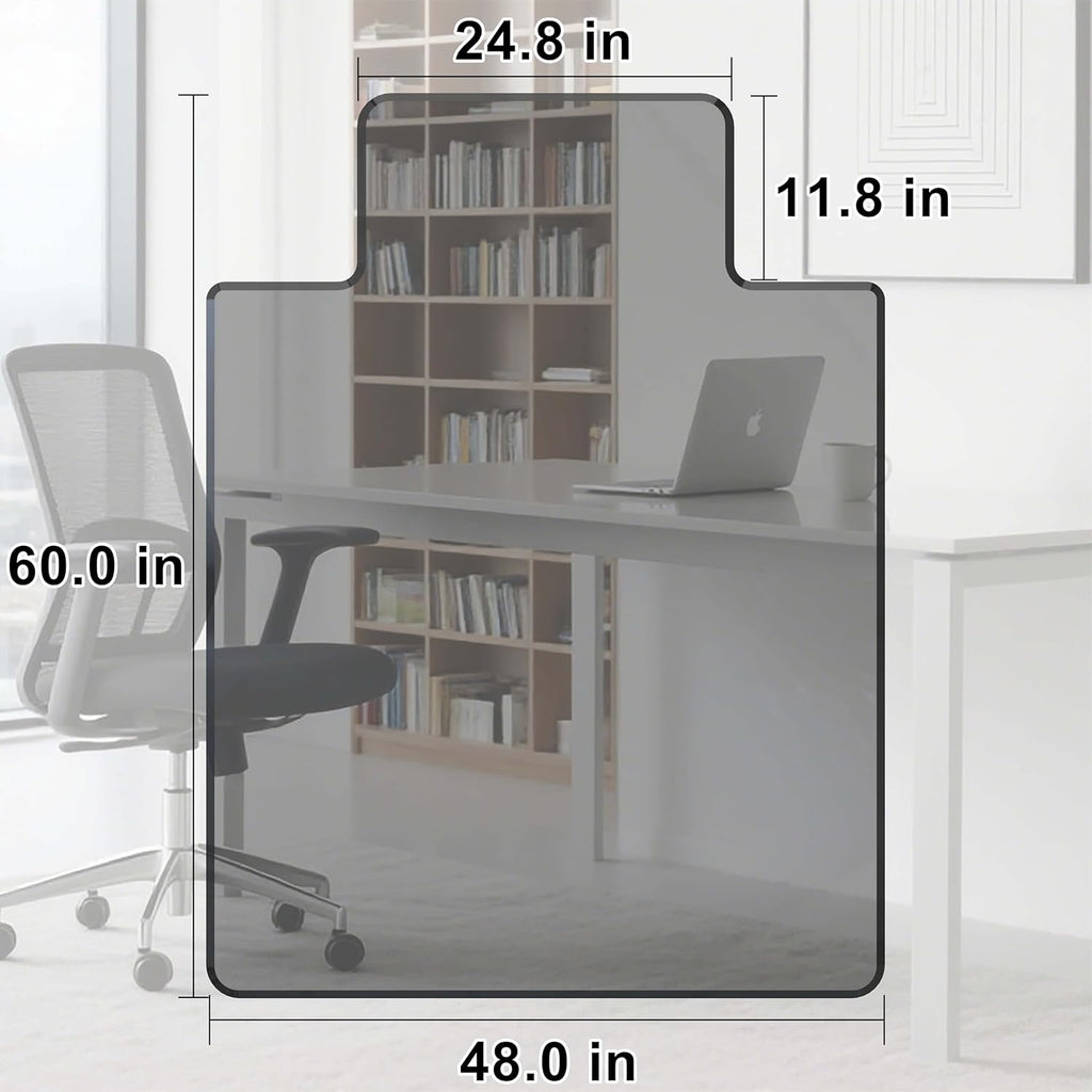 Beveled Edge Irregular Office Chair Mat with Lip for Carpet or Hardwood Floor Crystal Gray 48" x 60" for a Smooth Glide and Easy Roll On/Off, Heavy Duty and Non-Slip Floor Chair Mat with Lip