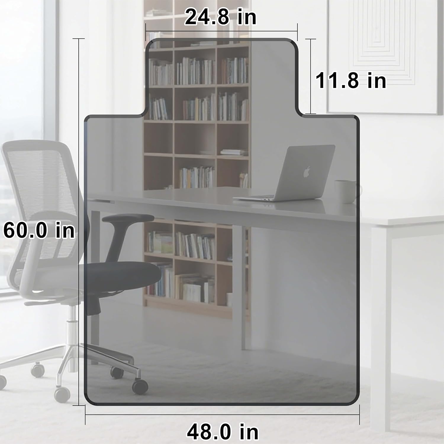 Beveled Edge Irregular Office Chair Mat with Lip for Carpet or Hardwood Floor Crystal Gray 48" x 60" for a Smooth Glide and Easy Roll On/Off, Heavy Duty and Non-Slip Floor Chair Mat with Lip