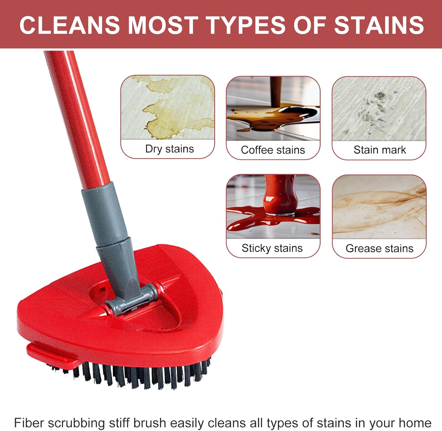 Spin Mop Replace Head, Base, Mop Handle Replacement for OCedar EasyWring 1 Tank System - Include 2 Microfiber Refills, 1 Sturdy Iron 30-58" Adjustable Mop Stick, Head Cover and Scrubber