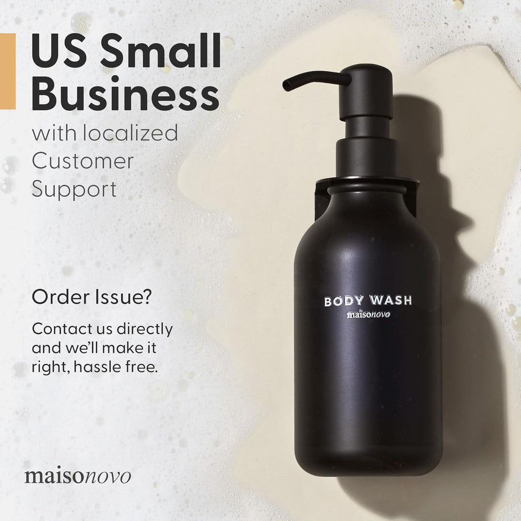 MaisoNovo Shampoo and Conditioner Dispenser - Shower Soap Dispenser Wall Mounted - 16.9 fl oz Set of 3 Black Plastic Bottles Black Pump - Shampoo Dispenser, Shower Dispenser