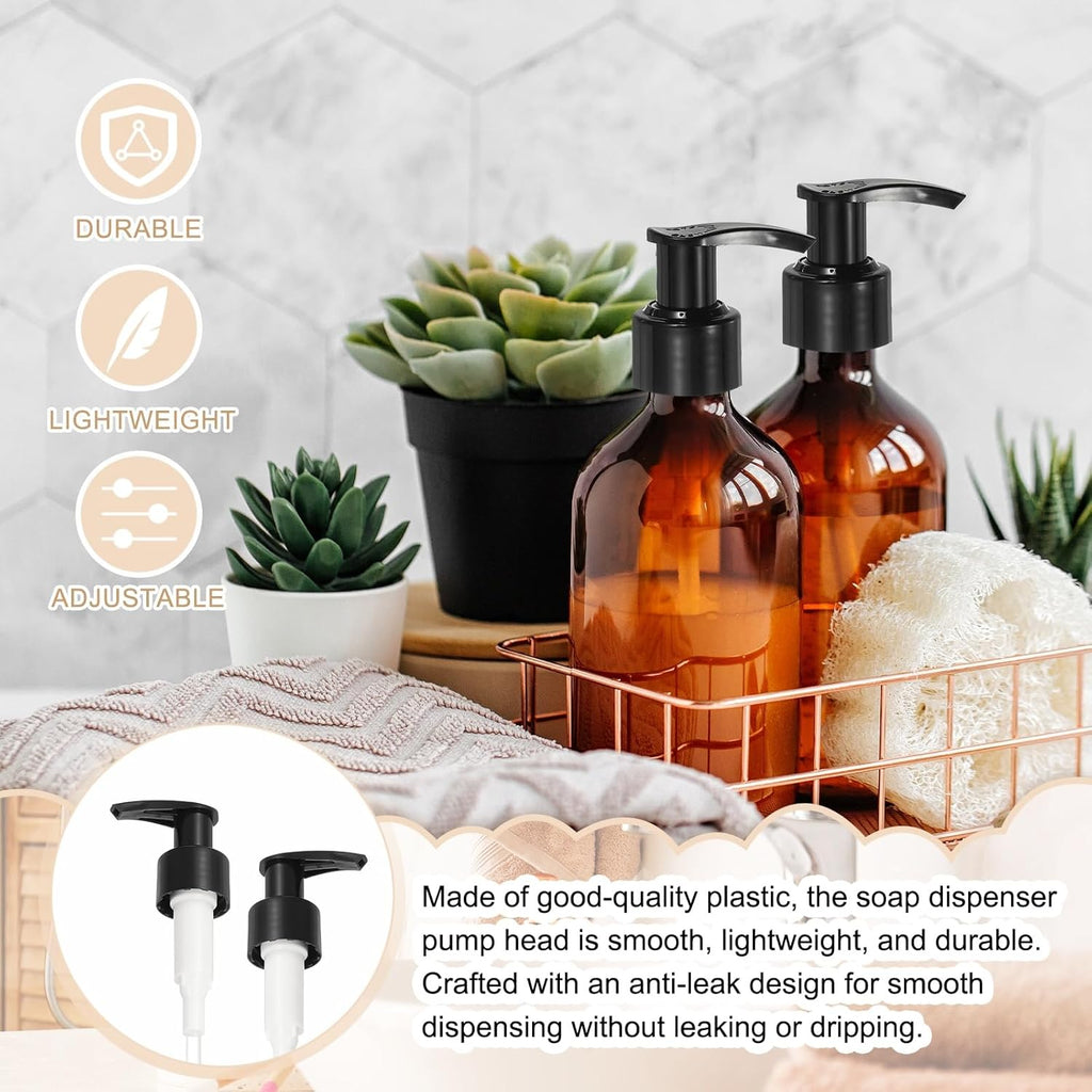 uxcell 6 Pcs Soap Dispenser Pump Heads Soap Dispensers Top Pumps Replacement Switch Pumphead for Standard 24/422 Neck Size Lotion Shampoo Bottle, Black
