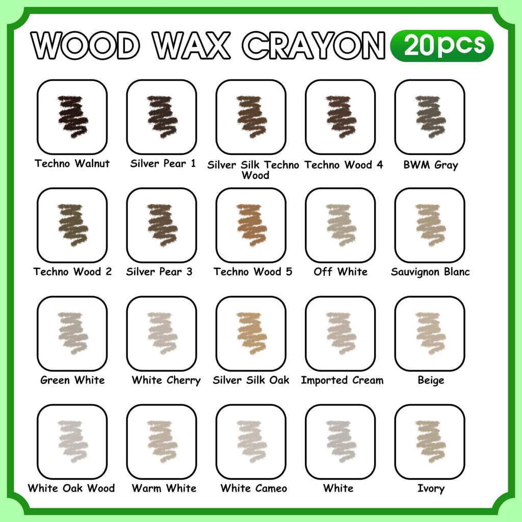 Furniture Markers Touch Up, 20 Colors Wood Filler Sticks, Wood Wax Crayons for Repairing Scratches, Scuffs, Cracks, Holes on Furniture, Floors, Cabinets, Tables, and Doors - Wood Veneer Series