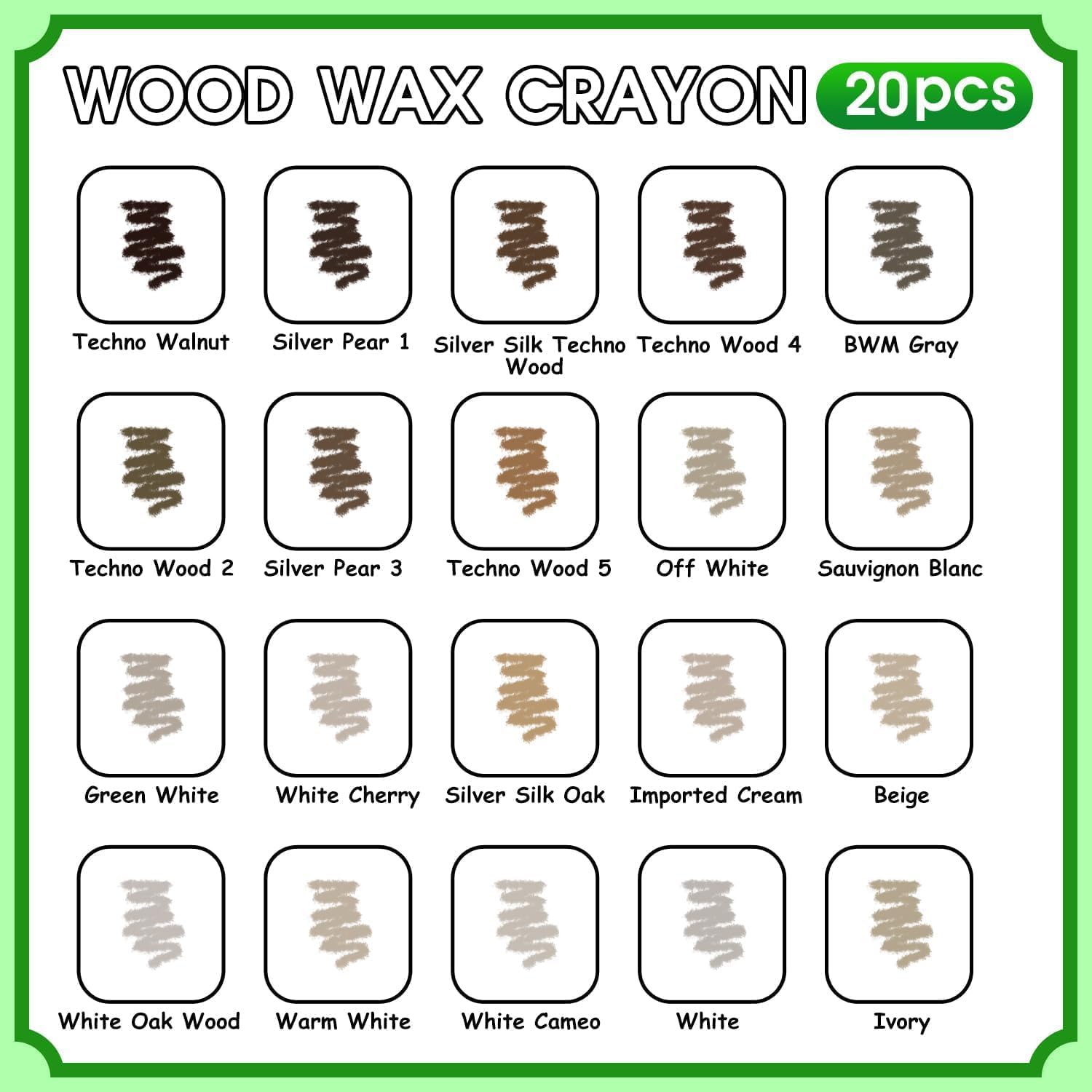 Furniture Markers Touch Up, 20 Colors Wood Filler Sticks, Wood Wax Crayons for Repairing Scratches, Scuffs, Cracks, Holes on Furniture, Floors, Cabinets, Tables, and Doors - Wood Veneer Series
