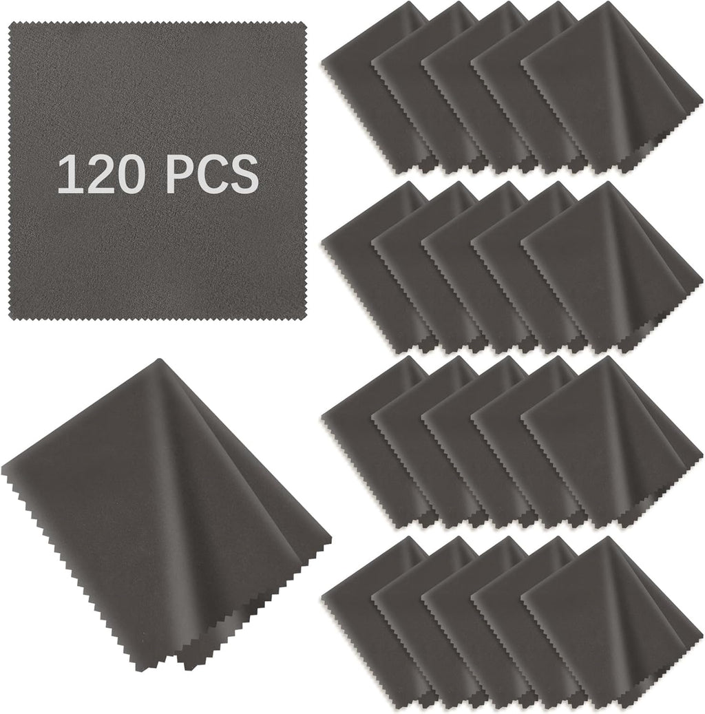 120 Pack Microfiber Cleaning Cloth for Glasses (5.5"x5.5"), Eye Glasses Clean Cloths Bulk Microfiber Lens Cleaner Cloth for Eyeglasses, Lenses, Silverware, Camera, Phones and Laptops