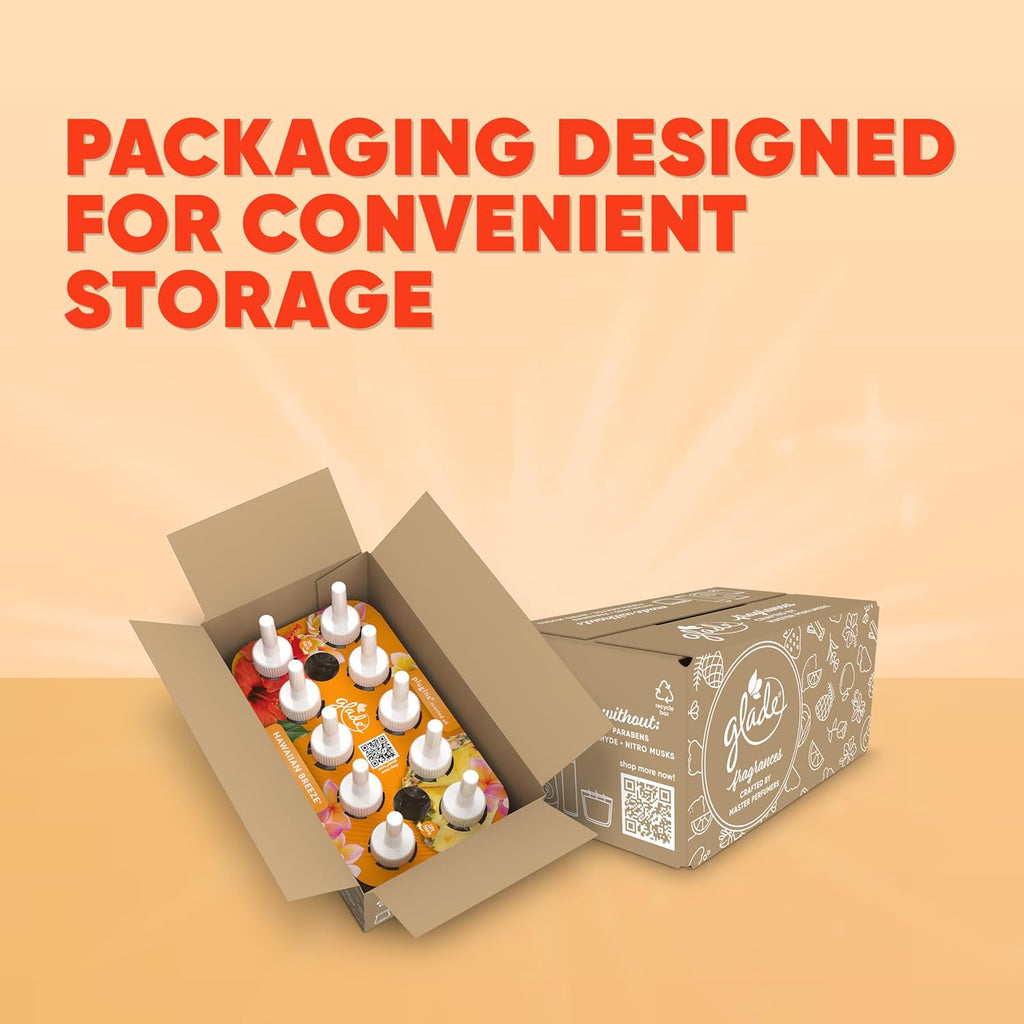 Glade PlugIns Refills Air Freshener, Scented and Essential Oils for Home and Bathroom, Hawaiian Breeze, 6.7 Fl Oz, 10 Count (Packaging May Vary)