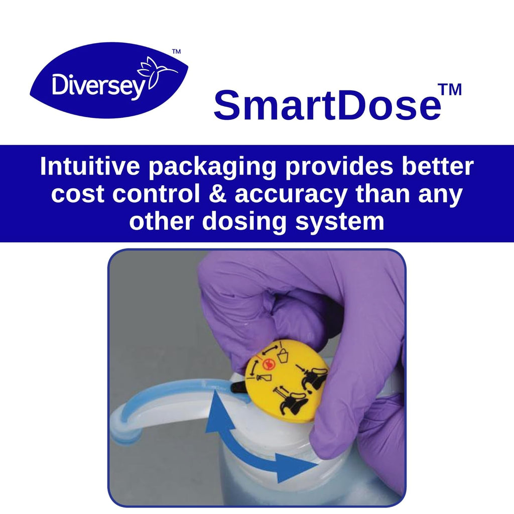 Diversey Crew Non-Acid Bowl And Bathroom Disinfectant Cleaner, Floral, 47.3 Oz, 2/carton