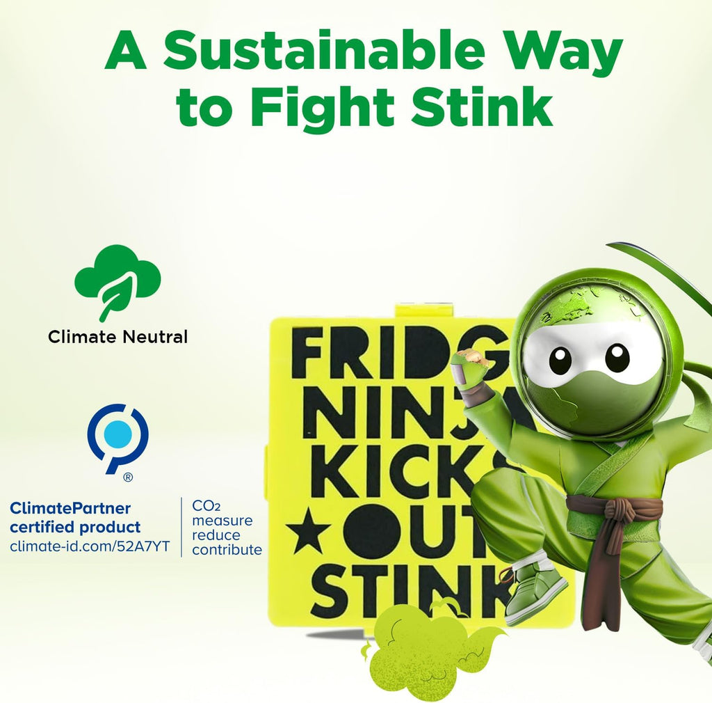 Fridge Ninja Compact Fridge Deodorizer (2 Pack) - More Effective Than Baking Soda - Compact Size Refrigerator Deodorizer Made of Activated Carbon