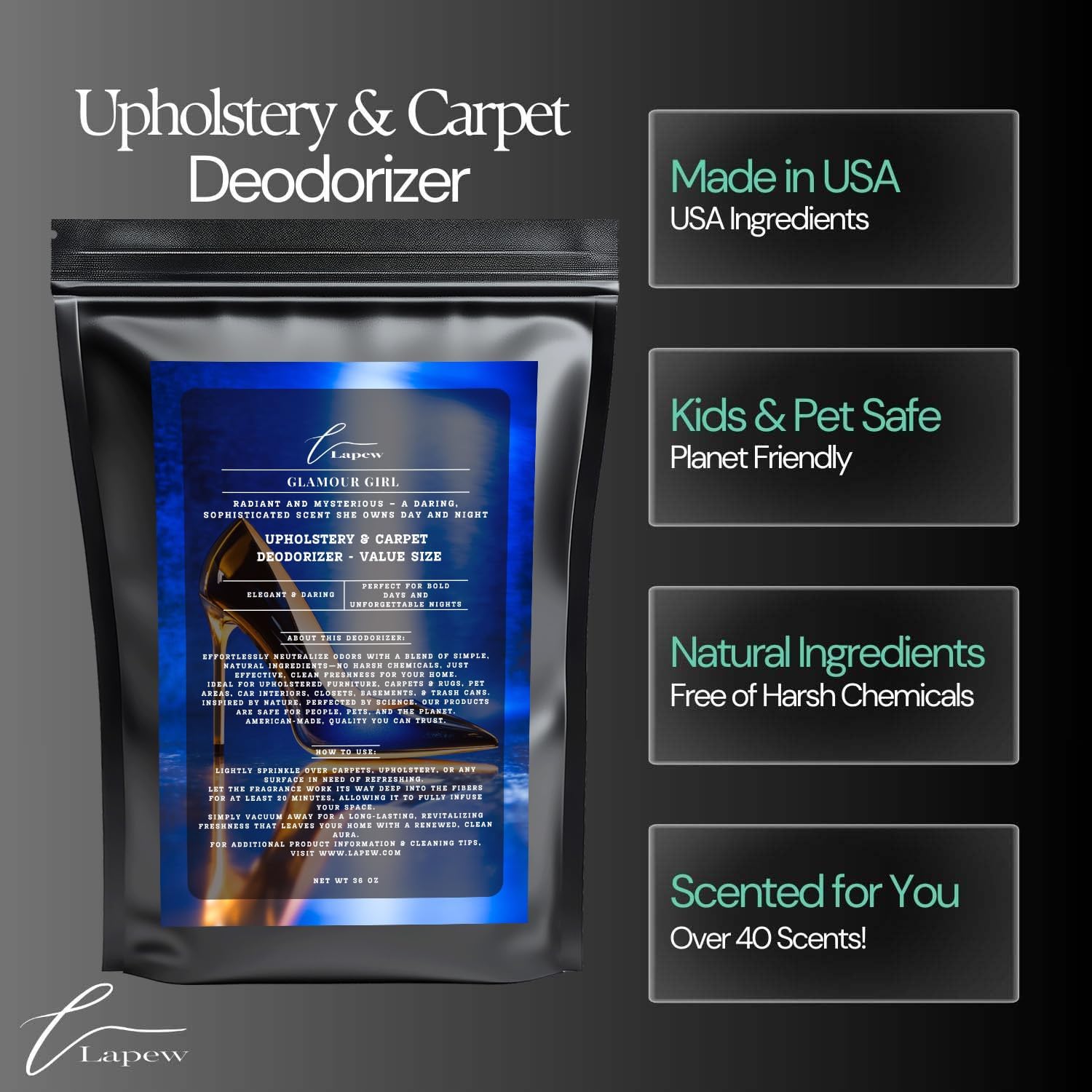 Glamour Girl Carpet Freshener Powder Value Size 36 oz | Powerful Odor Eliminator for Home | Upholstery Deodorizer | Carpet Deodorizer | Cat Litter Box | Good Girl Fragrance
