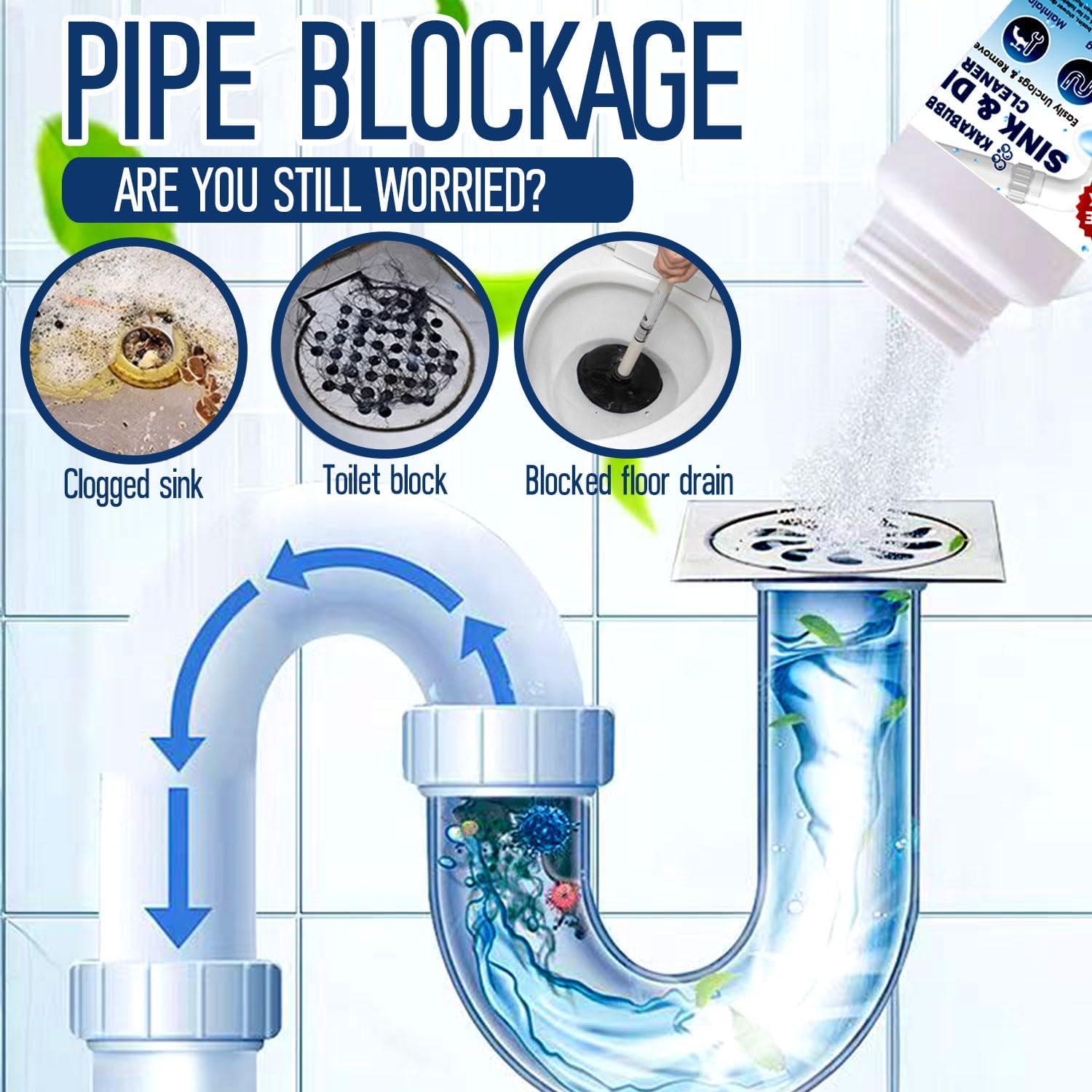 Pipe Dredge, Powerful Foaming Sink & Drain Cleaner Powder for Kitchen, Toilet & Pipeline Cleaning, Fast-Acting Clog Remover (2pcs or 4pcs) (2 bottles)