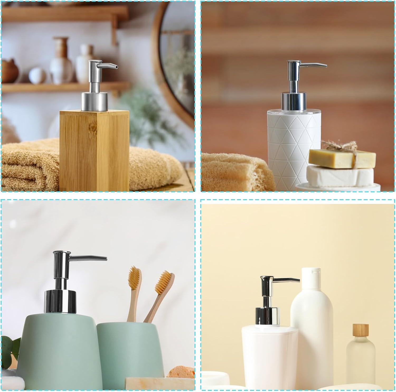 2 Pcs Pumps Lotion Soap Dispenser Replacement Silver Soap Pump Dispenser Head for Liquid Soaps Lotion or Dish Soaps Refill Dispensers for Regular Mouth Plastic Shampoo Bottle