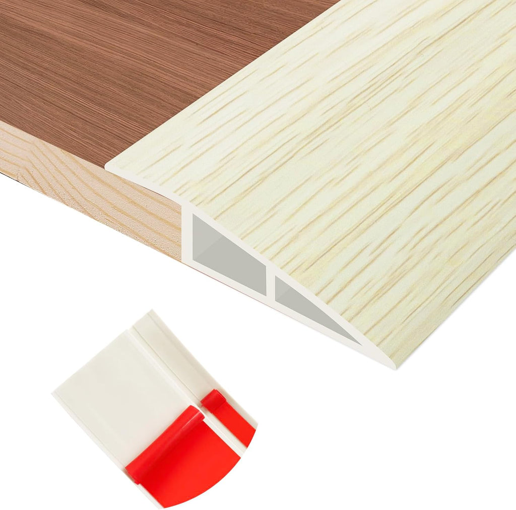 Floor Transition Strip Self Adhesive Vinyl Door Threshold for Doorways Carpet Edging Trim Overlap Edge Reducer for Laminate Floor, Carpet, Tile (Beige Wood Grain, 2/5" to 3/5", 10Ft)
