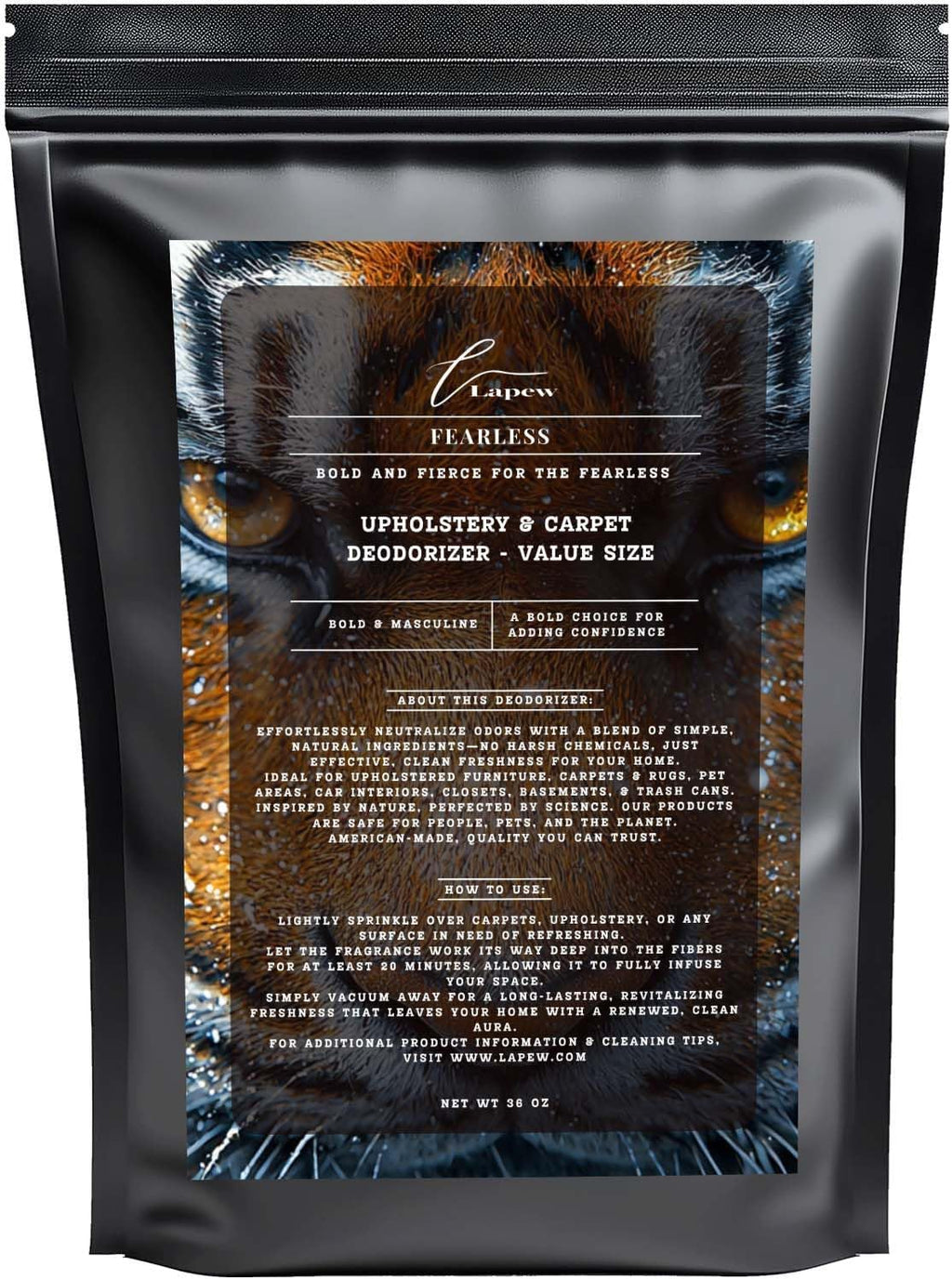 Fearless Carpet Freshener Powder Refill 36 oz | Powerful Odor Eliminator for Home | Upholstery Deodorizer | Carpet Deodorizer | Pet Urine | Cat Litter Box | Fierce Fragrance