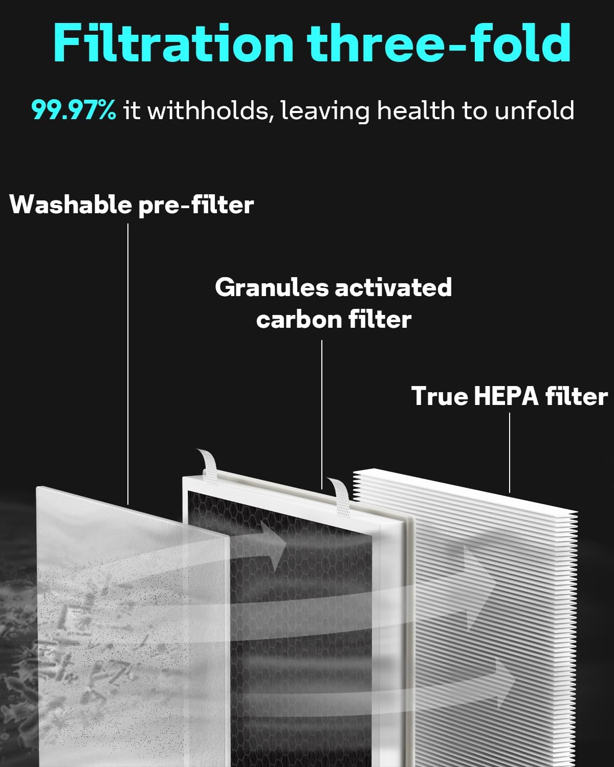 Leemone Vital 100 Replacement Filter Compatible with LEVOIT Vital100 Air Purifier and VAVA VA-EE004 Air Purifier, True HEPA High-Efficiency Activated Carbon, Vital 100-RF, 1 Pack