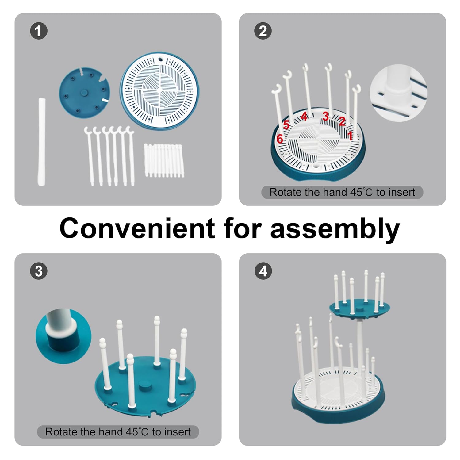 Baby Bottle Drying Rack,Double-Layer Bottle Drying Rack,Hold Up to 16 Baby Bottles,Suitable for Indoor, Kitchen, Living Room（Quiet Blue）