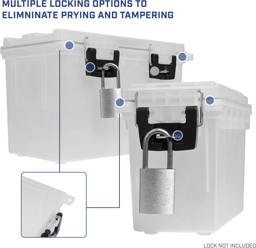 Sheffield 12722 Storage Bins With Lids, 2-Pack Stackable Storage Bins, Made in USA, Lockable and Water-Resistant Containers with Lids, Plastic Containers for Home, Classroom, and Dorm