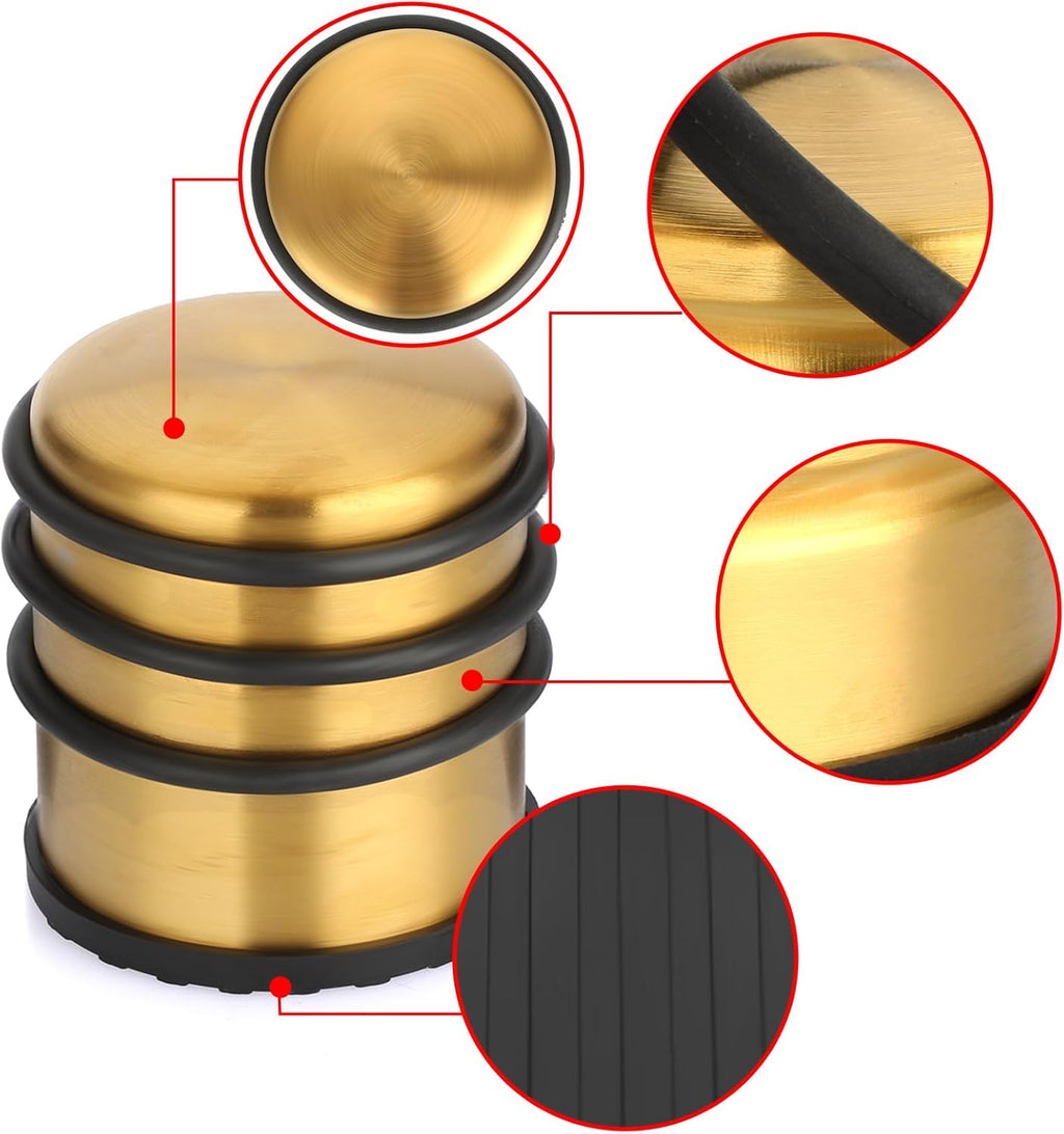 Sumnacon Heavy Duty Floor Door Stopper No Drill - Durability Stainless Steel Door Stop with Anti-Skid Rubber - Contemporary Safety Doorstop for Home Office Commercial Industrial,Gold