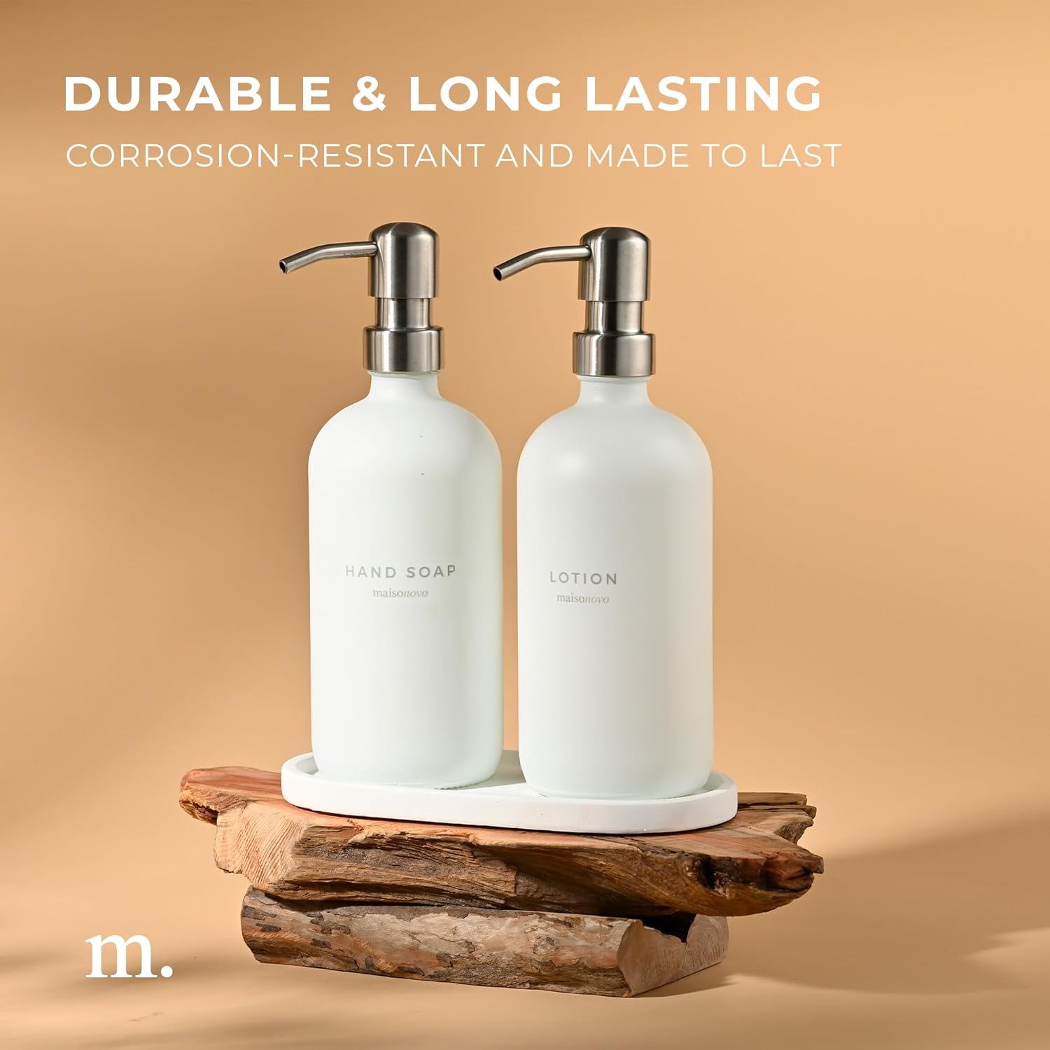 MaisoNovo Soap Pump Replacement - 2X Silver Metal Soap Dispenser Pumps - Stainless Steel