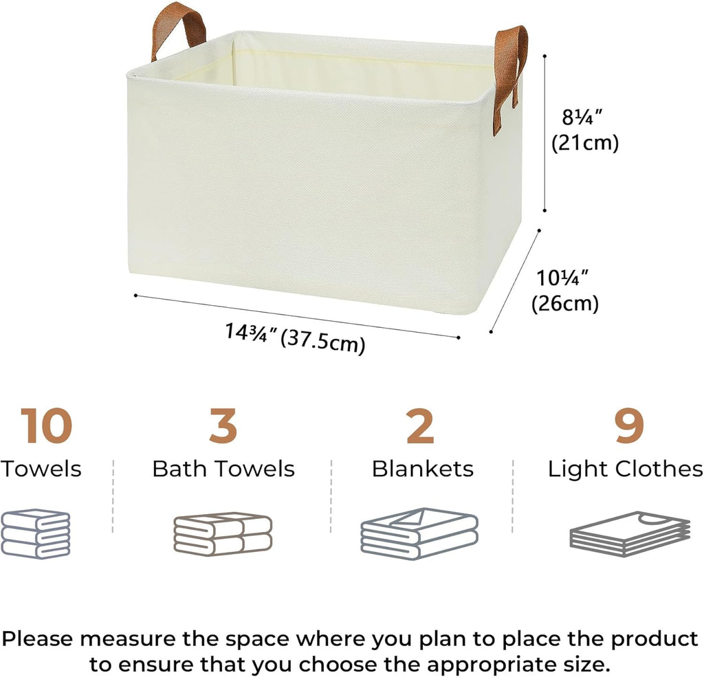 GRANNY SAYS Closet Storage Baskets, Collapsible Fabric Storage Bins with Metal Frame, Clothes Organizer Bins, Large Baskets for Shelves, Ivory, 4-Pack