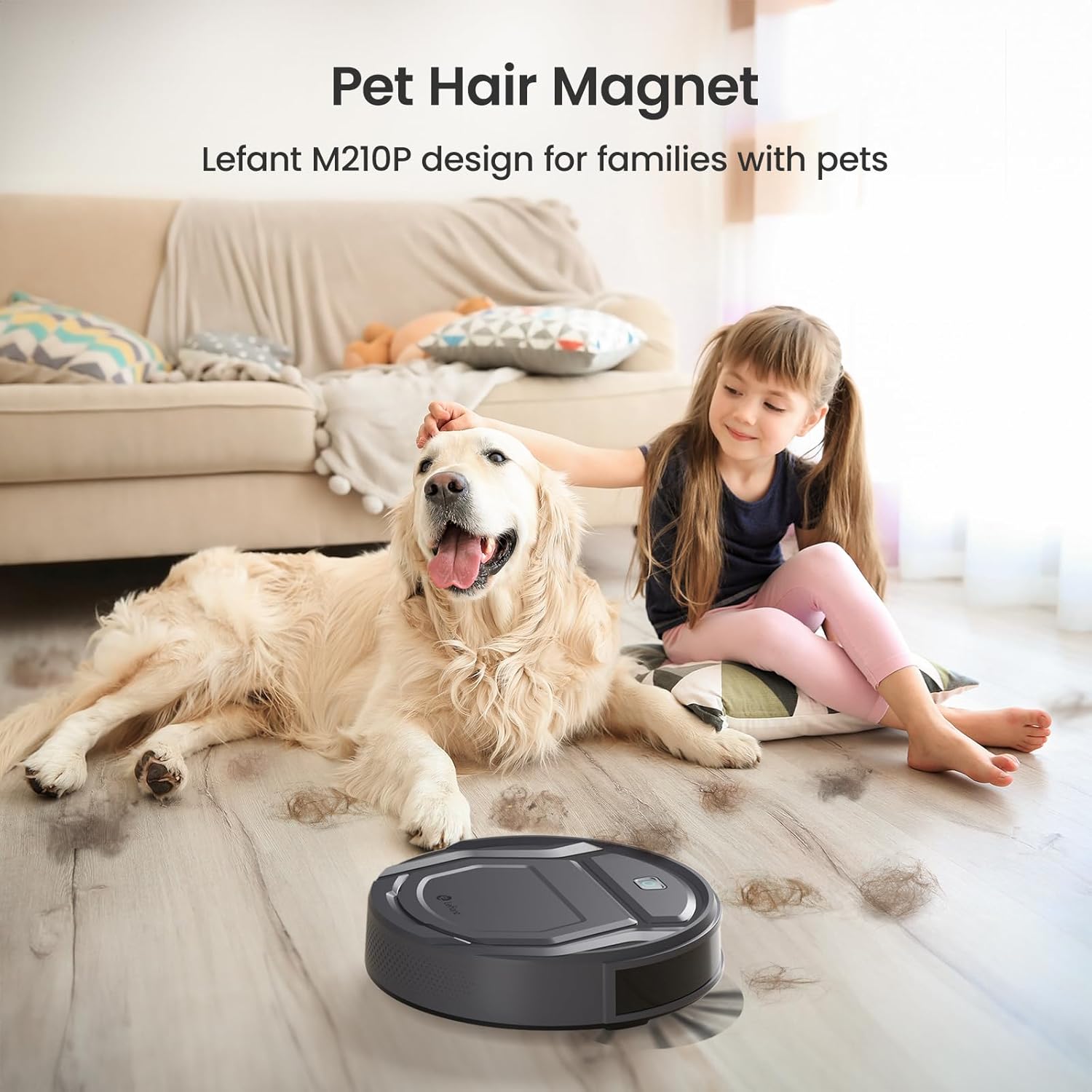 Lefant M210P Robot Vacuum Cleaner, Super Thin, Powerful Suction, Quiet, Self-Charging, Ideal for Pet Owners, Cleans Hard Floors to Medium-Pile Carpets, 120 Mins Runtime, APP/WiFi/Alexa Control, Gray