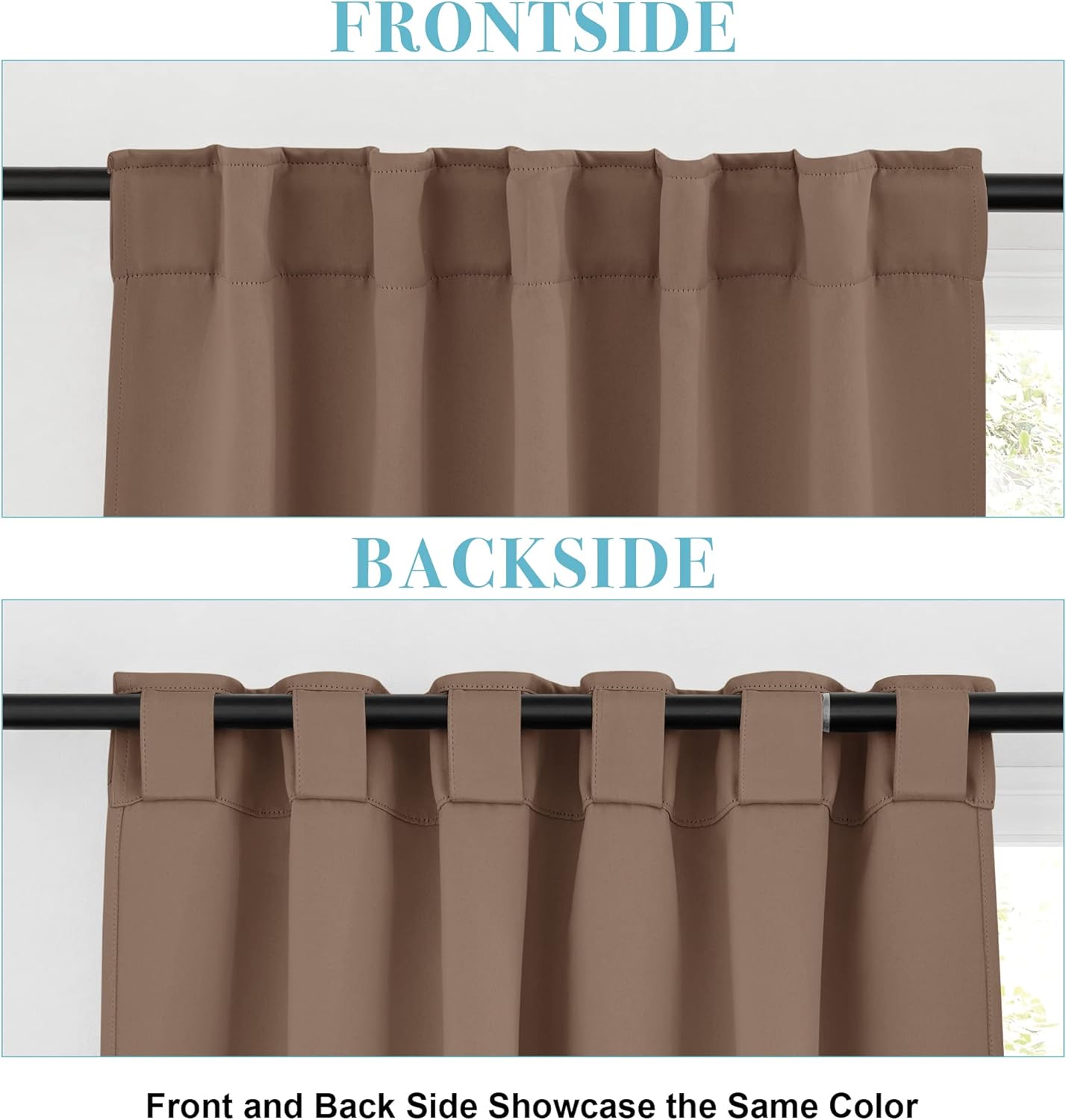 RYB HOME Bathroom Curtains Blackout - Thermal Insulating Privacy Small Window Curtains Short for Bedroom Basement Kitchen Kids Nursery Cabinet, Wide 42 x Long 30 inches, 2 Panels, Mocha
